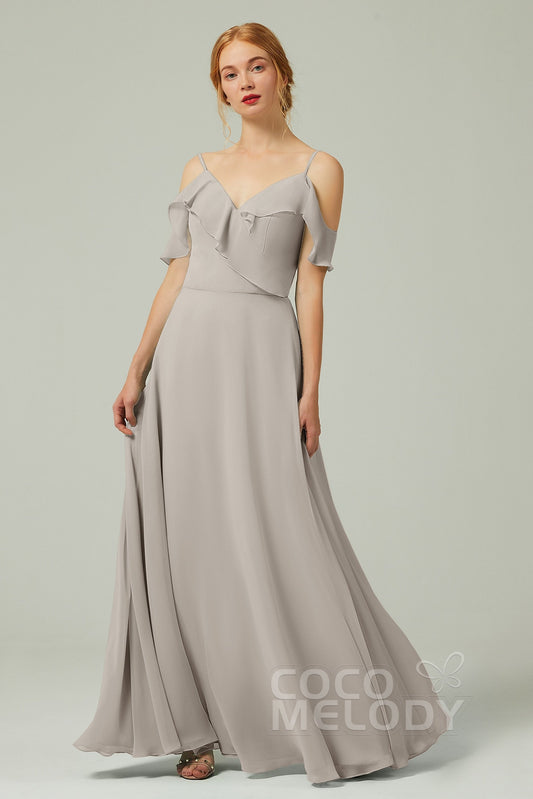 A-Line Floor Length Chiffon Bridesmaid Dress CB0326