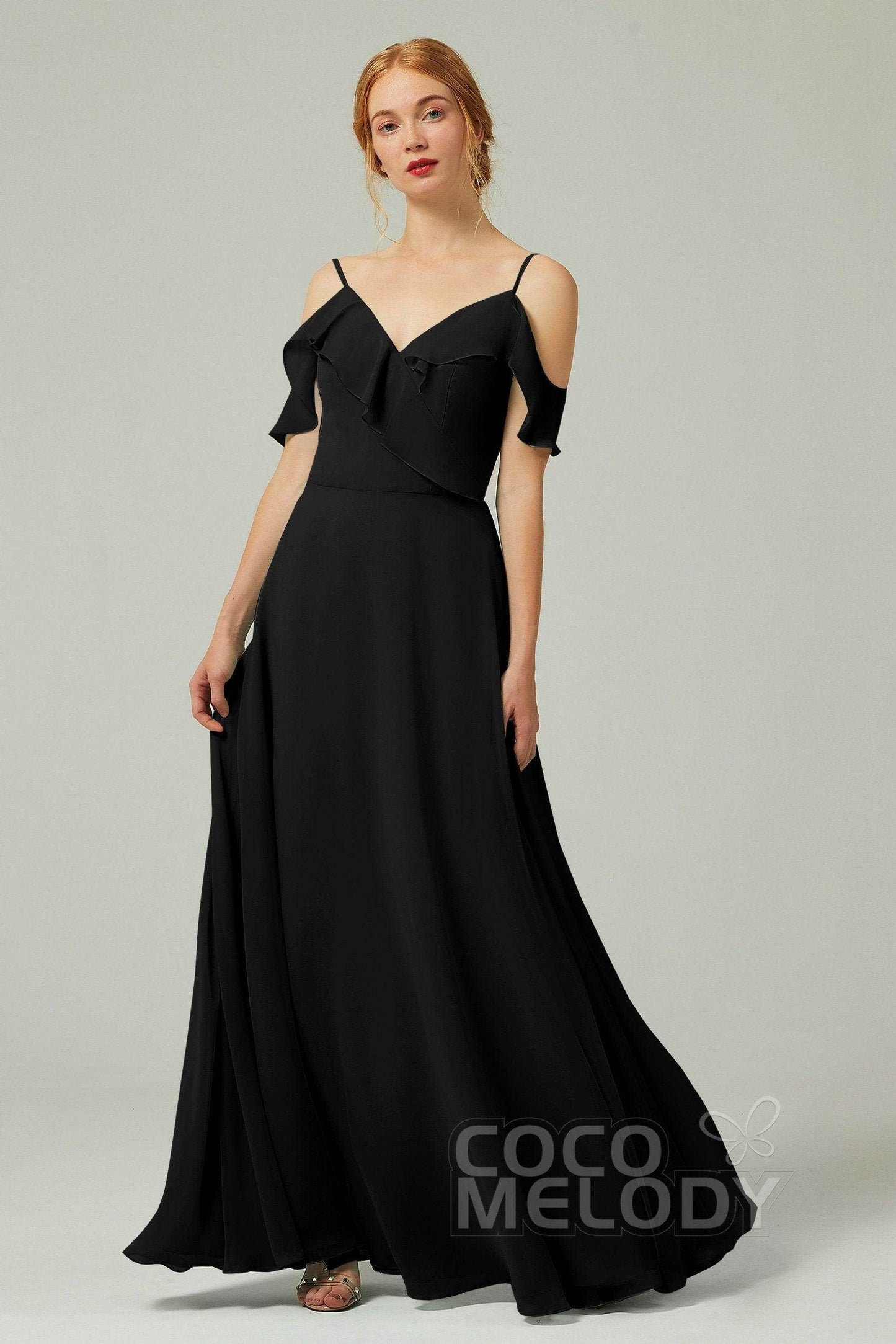 A-Line Floor Length Chiffon Bridesmaid Dress CB0326 - COCOMELODY