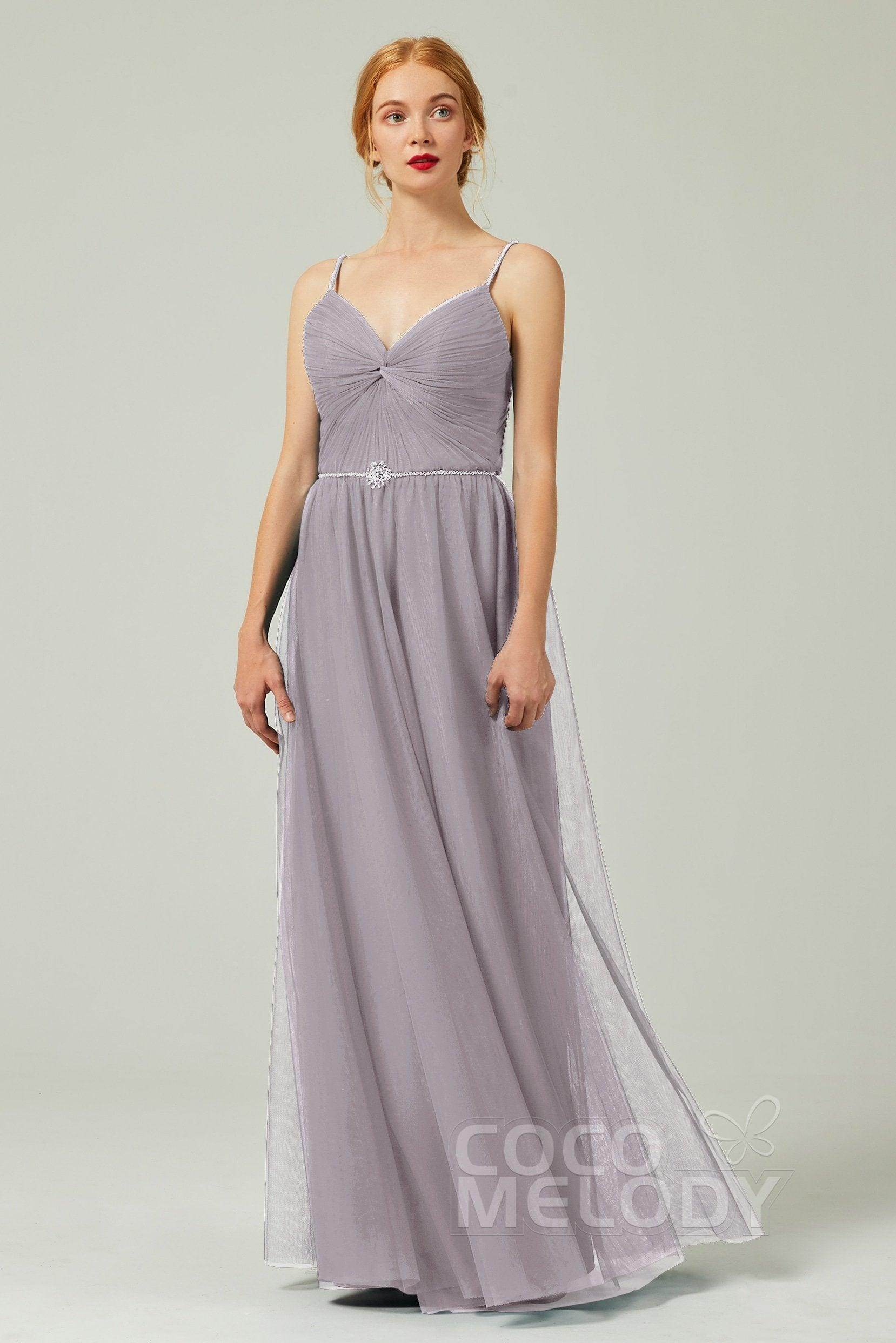 A-Line Floor Length Tulle Bridesmaid Dress CB0327 - COCOMELODY