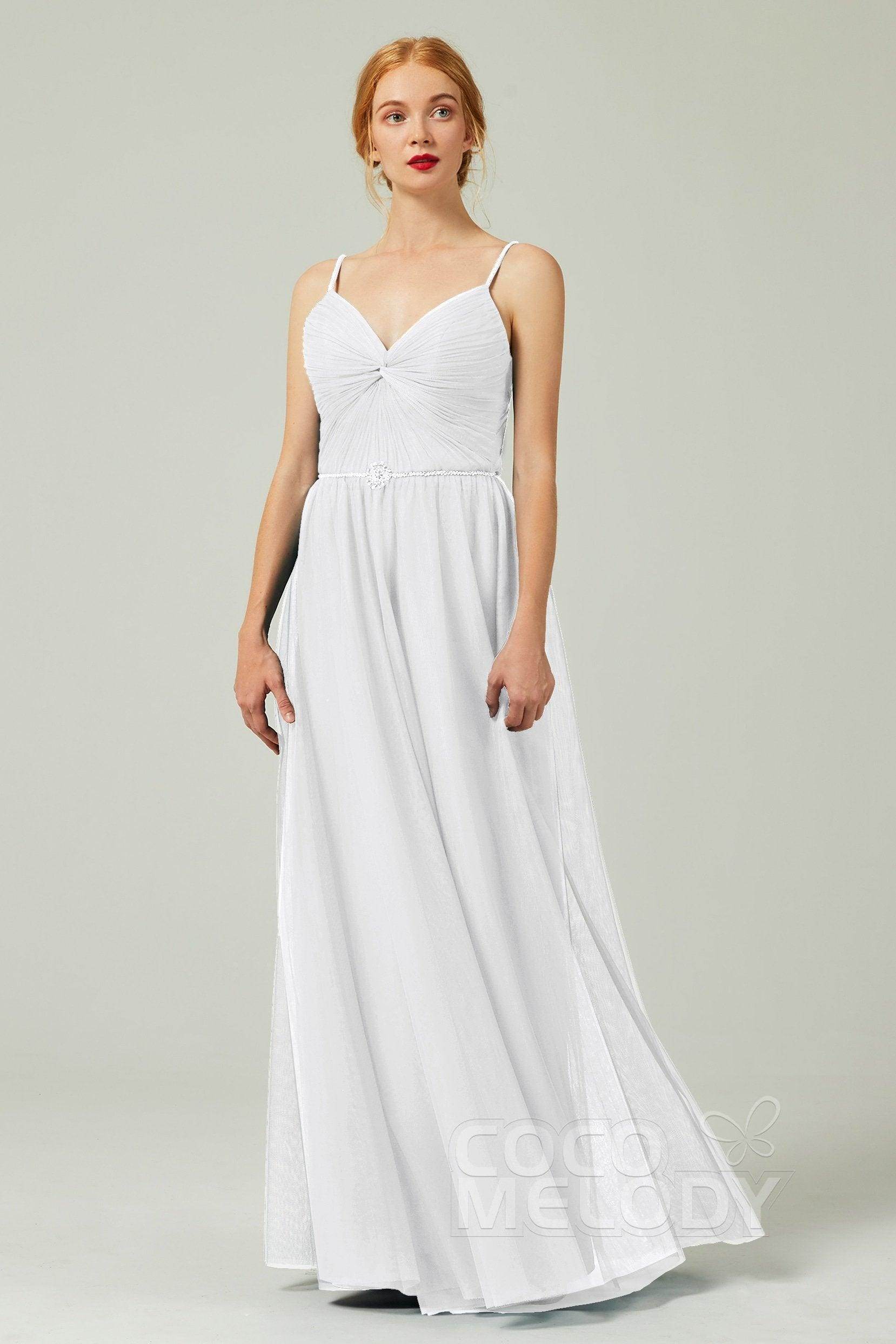 A-Line Floor Length Tulle Bridesmaid Dress CB0327 - COCOMELODY