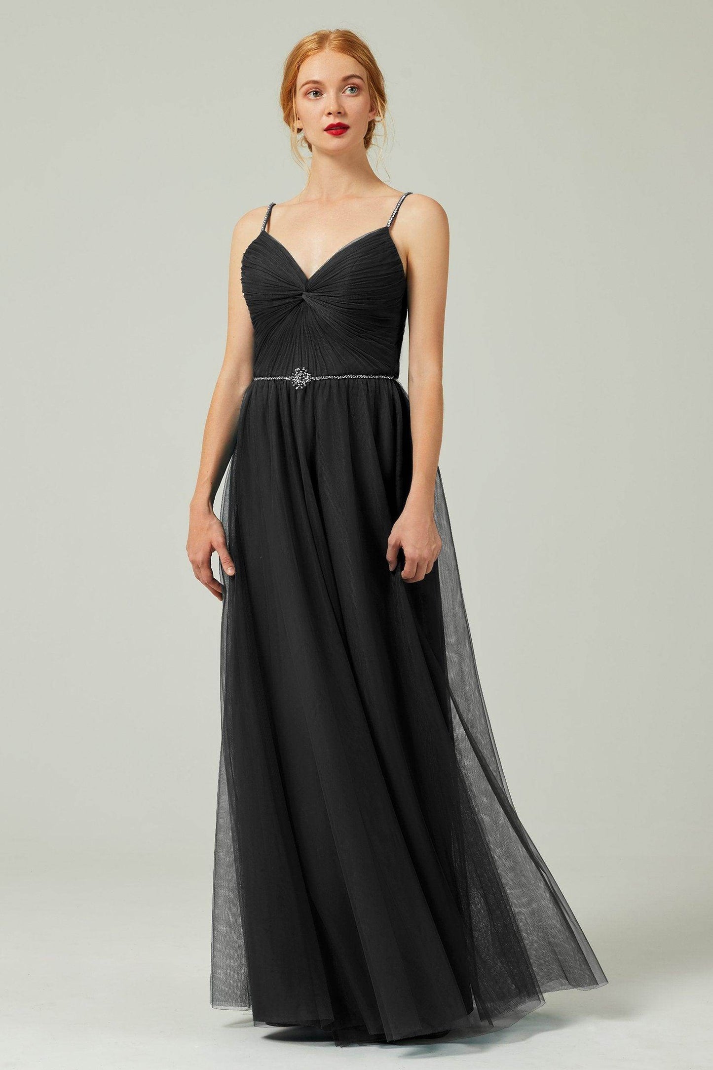 A-Line Floor Length Tulle Bridesmaid Dress CB0327 - COCOMELODY