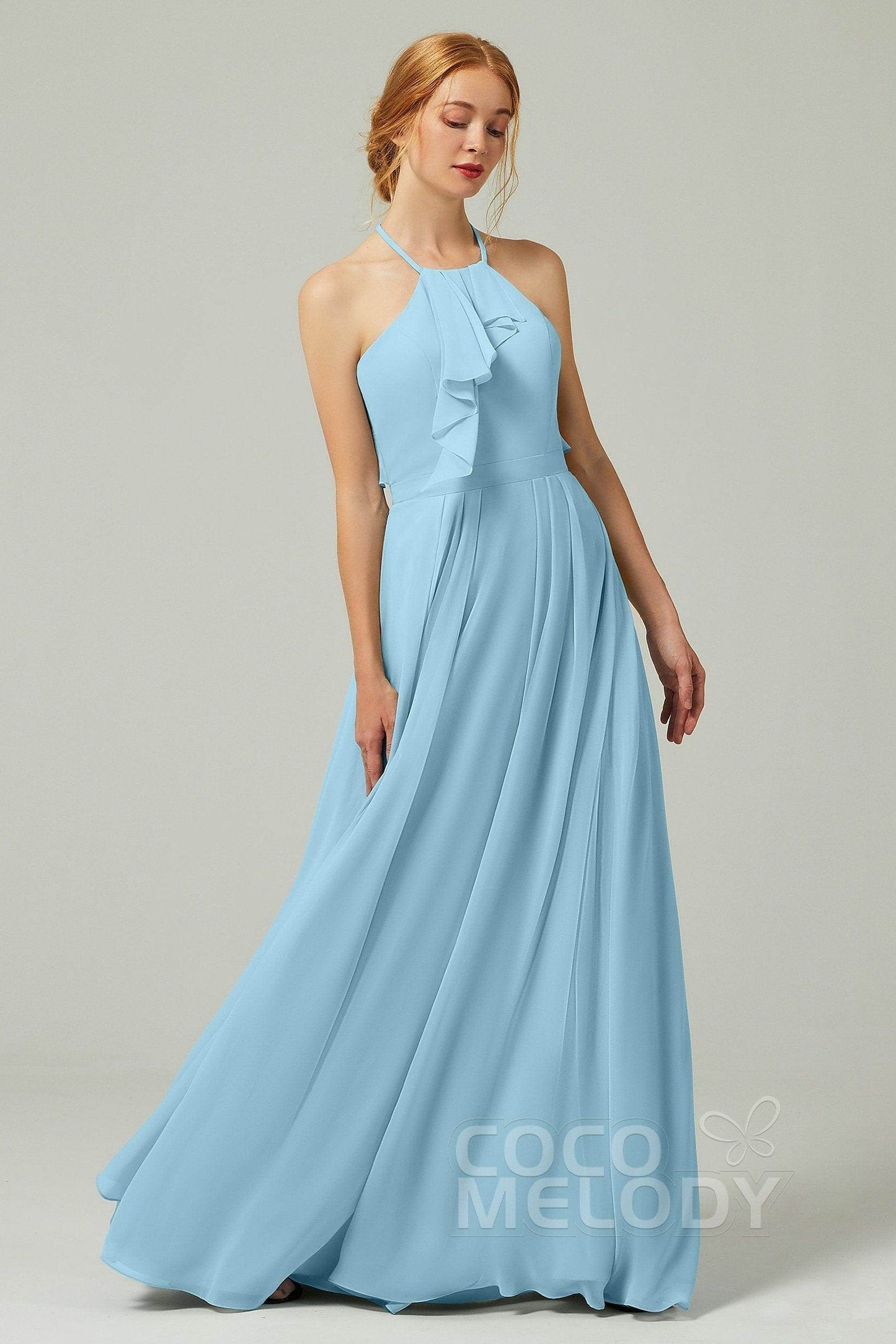 A-Line Floor Length Chiffon Bridesmaid Dress CB0328 - COCOMELODY