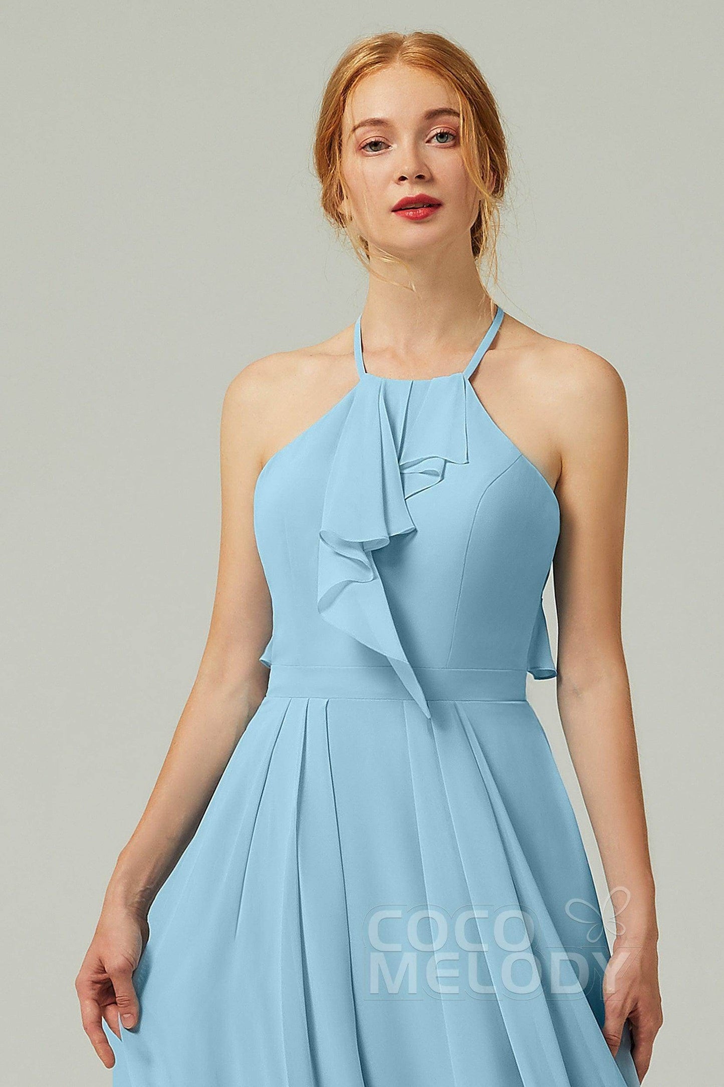 A-Line Floor Length Chiffon Bridesmaid Dress CB0328 - COCOMELODY