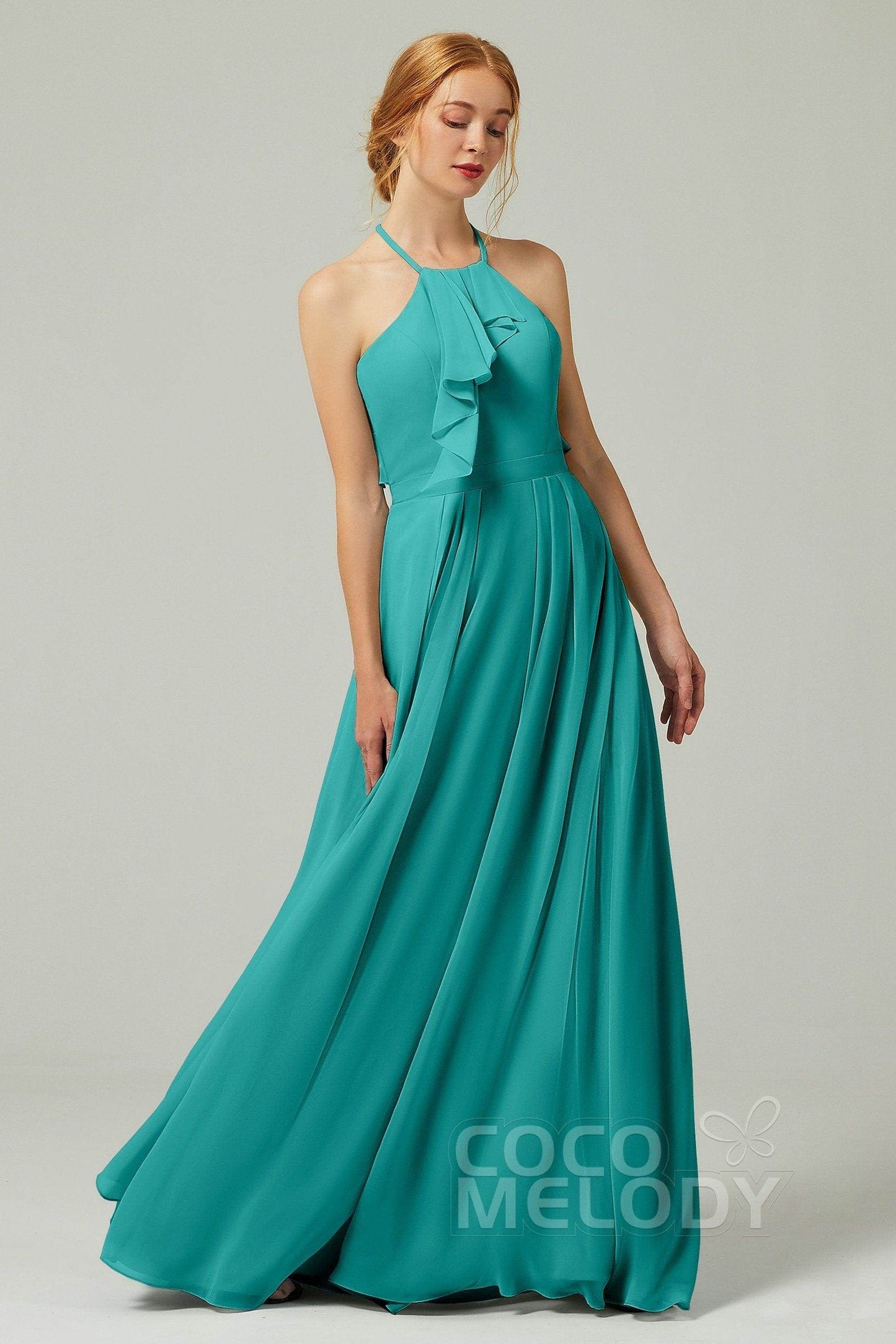 A-Line Floor Length Chiffon Bridesmaid Dress CB0328 - COCOMELODY