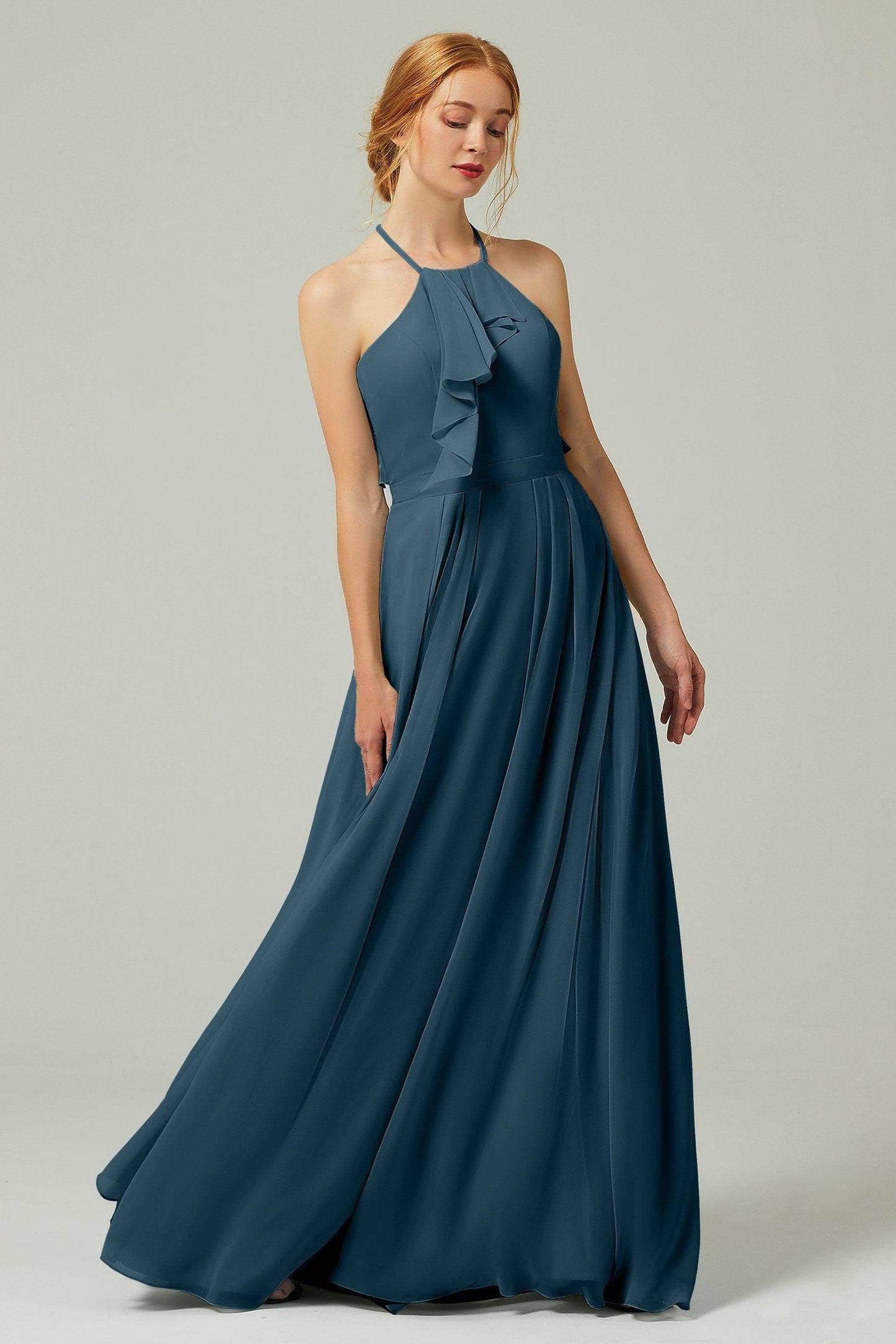 A-Line Floor Length Chiffon Bridesmaid Dress CB0328 - COCOMELODY