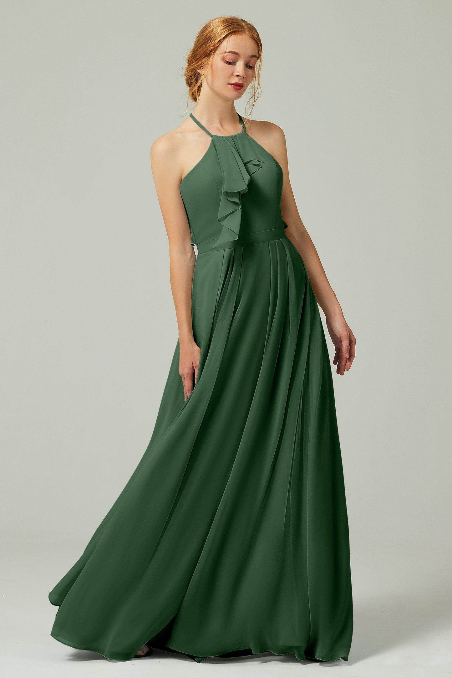 A-Line Floor Length Chiffon Bridesmaid Dress CB0328 - COCOMELODY
