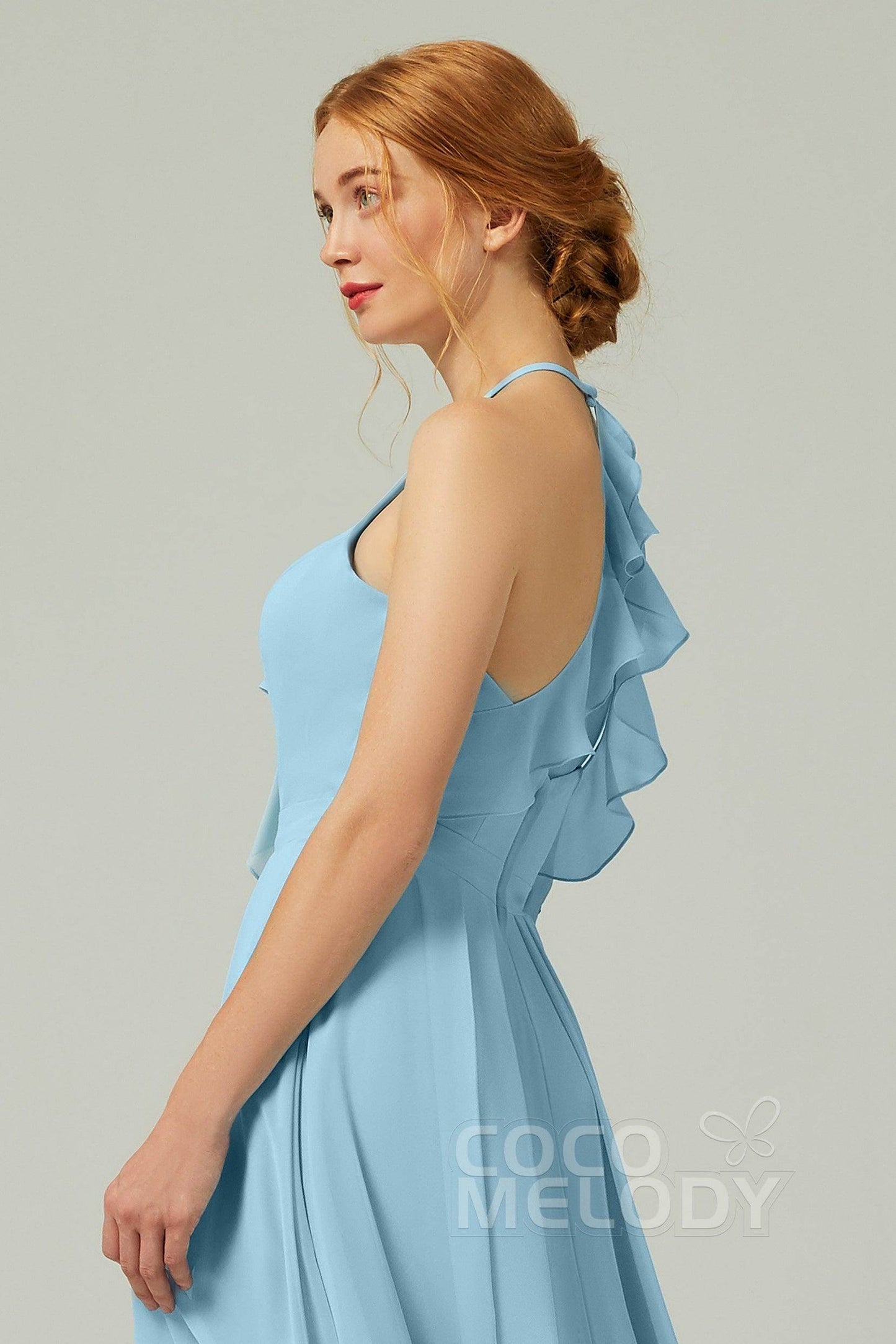 A-Line Floor Length Chiffon Bridesmaid Dress CB0328 - COCOMELODY