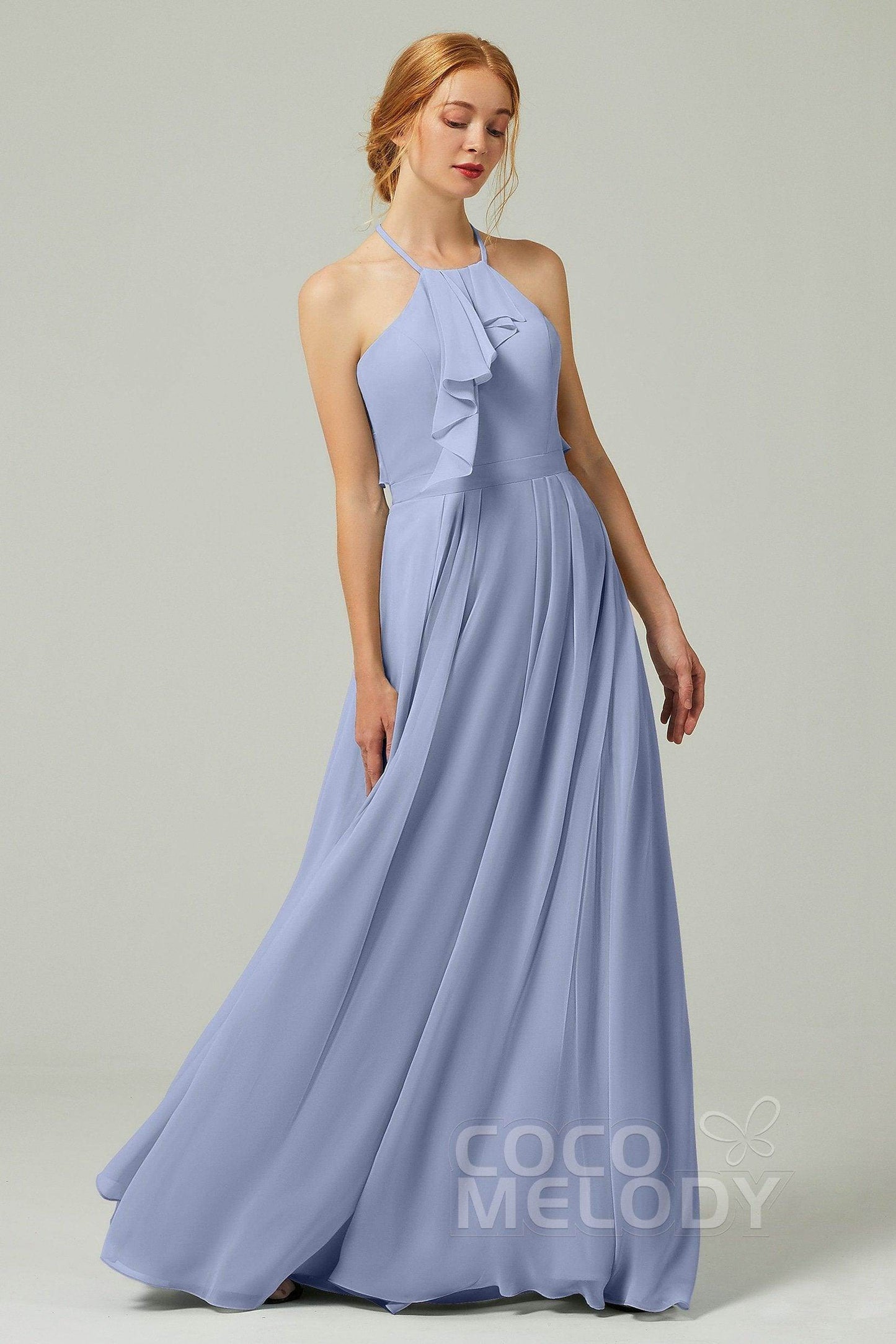 A-Line Floor Length Chiffon Bridesmaid Dress CB0328 - COCOMELODY