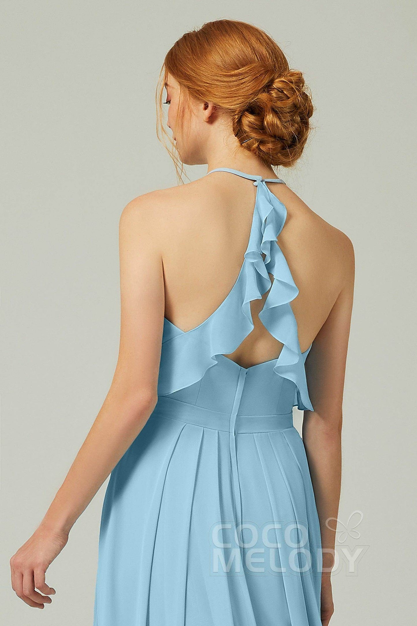 A-Line Floor Length Chiffon Bridesmaid Dress CB0328 - COCOMELODY