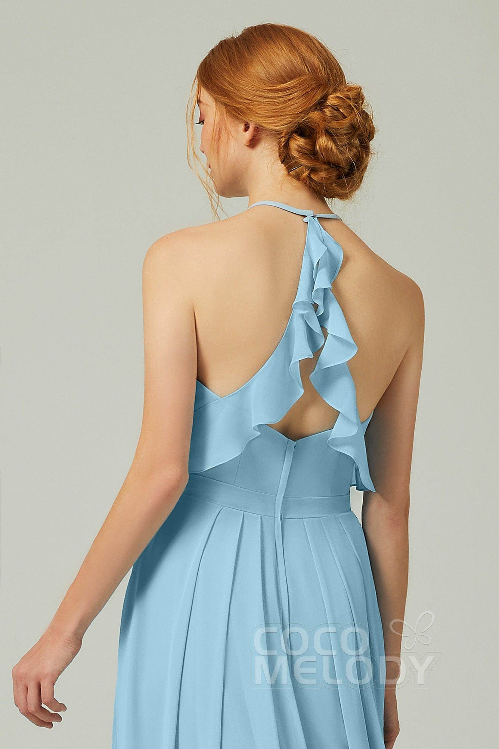 A-Line Floor Length Chiffon Bridesmaid Dress CB0328 - COCOMELODY