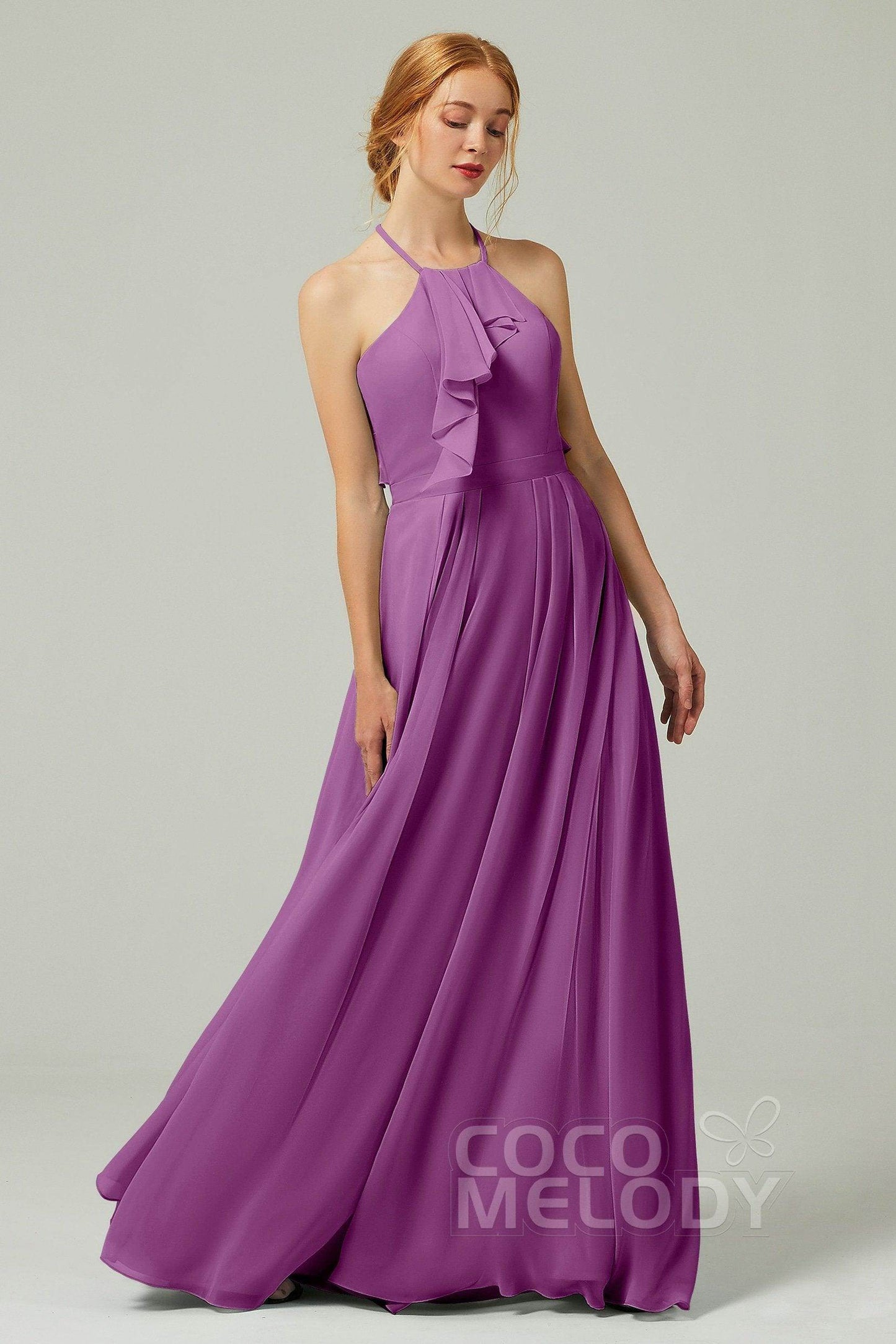 A-Line Floor Length Chiffon Bridesmaid Dress CB0328 - COCOMELODY