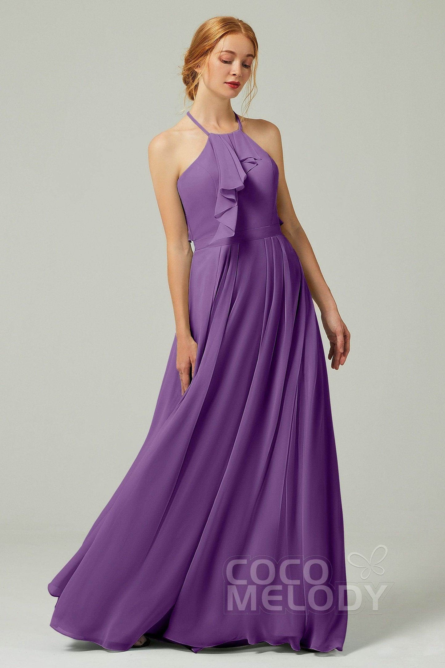 A-Line Floor Length Chiffon Bridesmaid Dress CB0328 - COCOMELODY