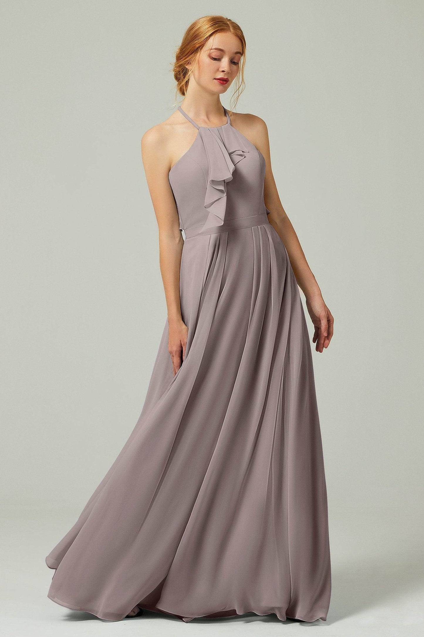A-Line Floor Length Chiffon Bridesmaid Dress CB0328 - COCOMELODY