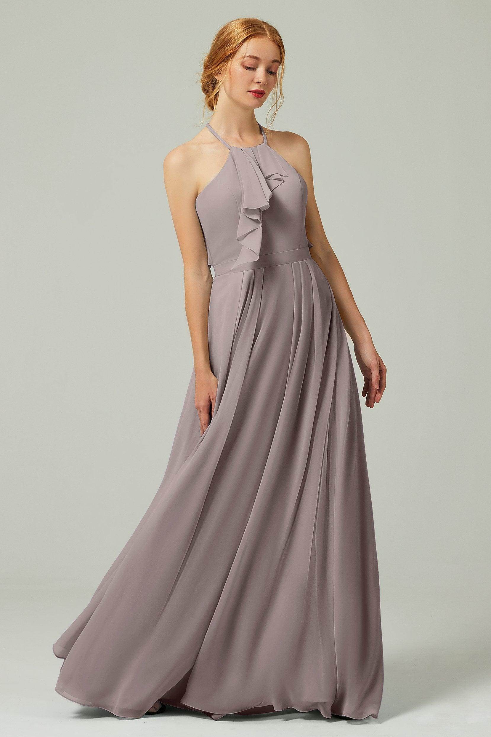 A-Line Floor Length Chiffon Bridesmaid Dress CB0328 - COCOMELODY