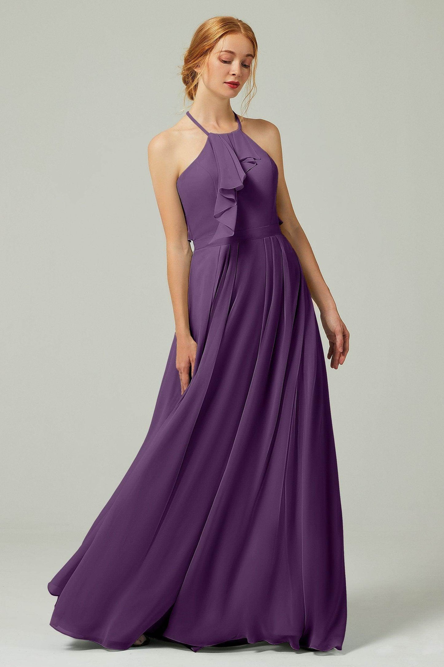 A-Line Floor Length Chiffon Bridesmaid Dress CB0328 - COCOMELODY