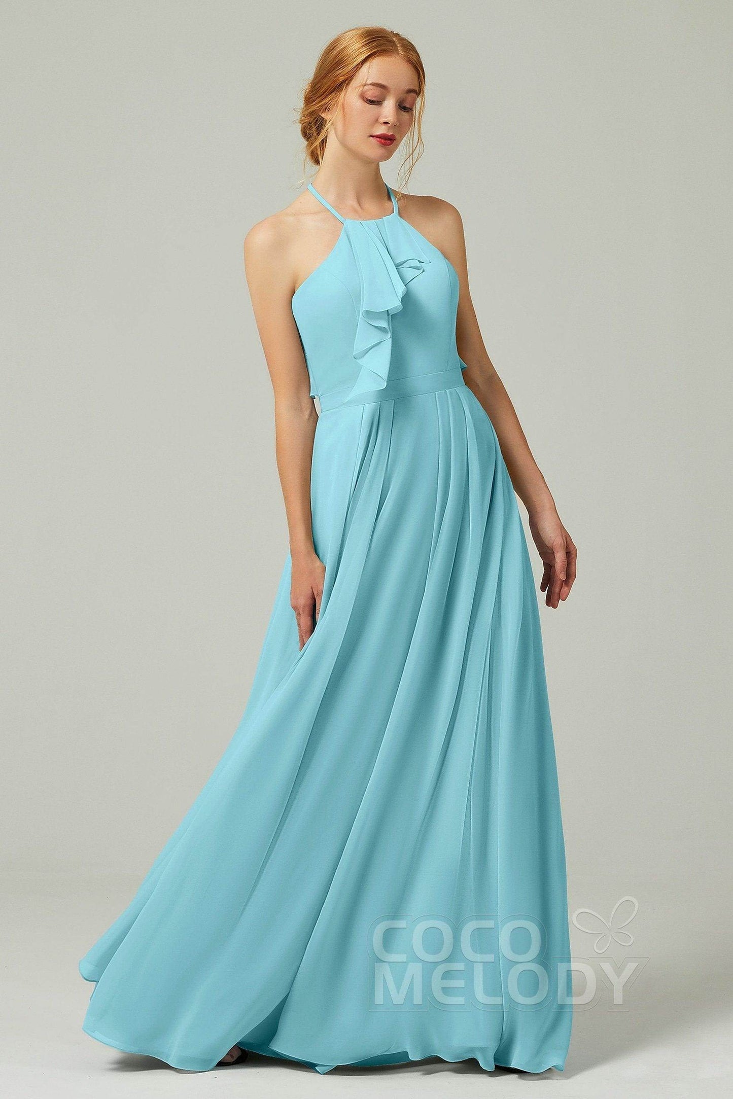 A-Line Floor Length Chiffon Bridesmaid Dress CB0328 - COCOMELODY