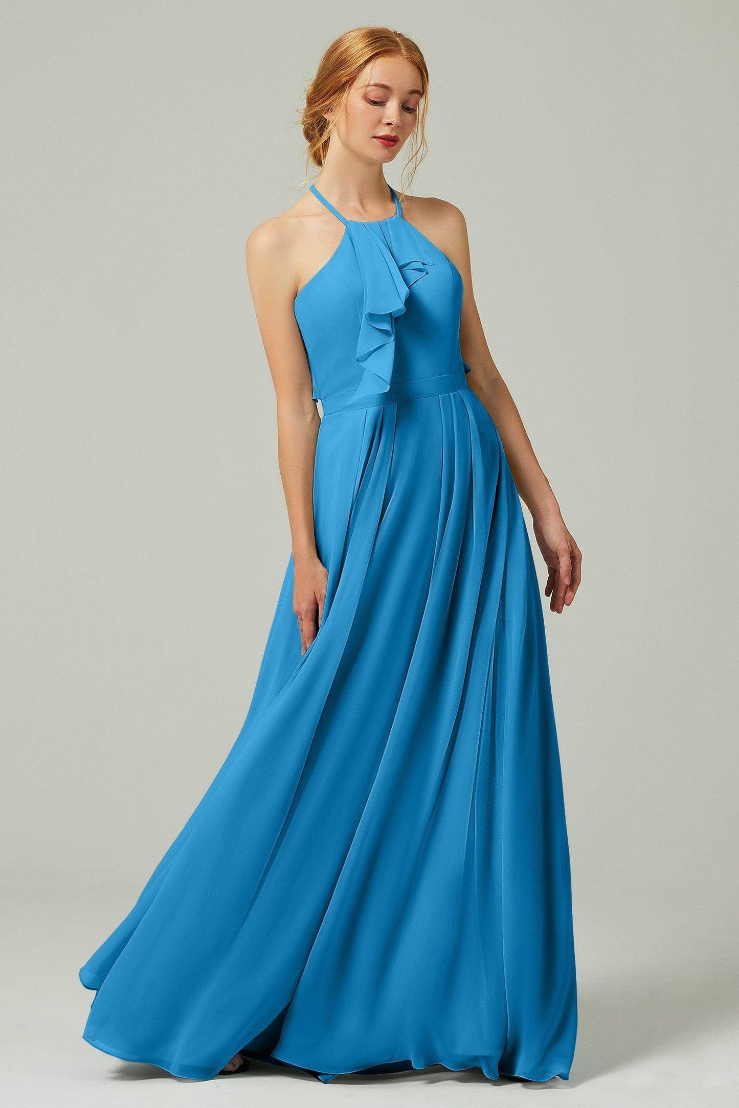 A-Line Floor Length Chiffon Bridesmaid Dress CB0328 - COCOMELODY