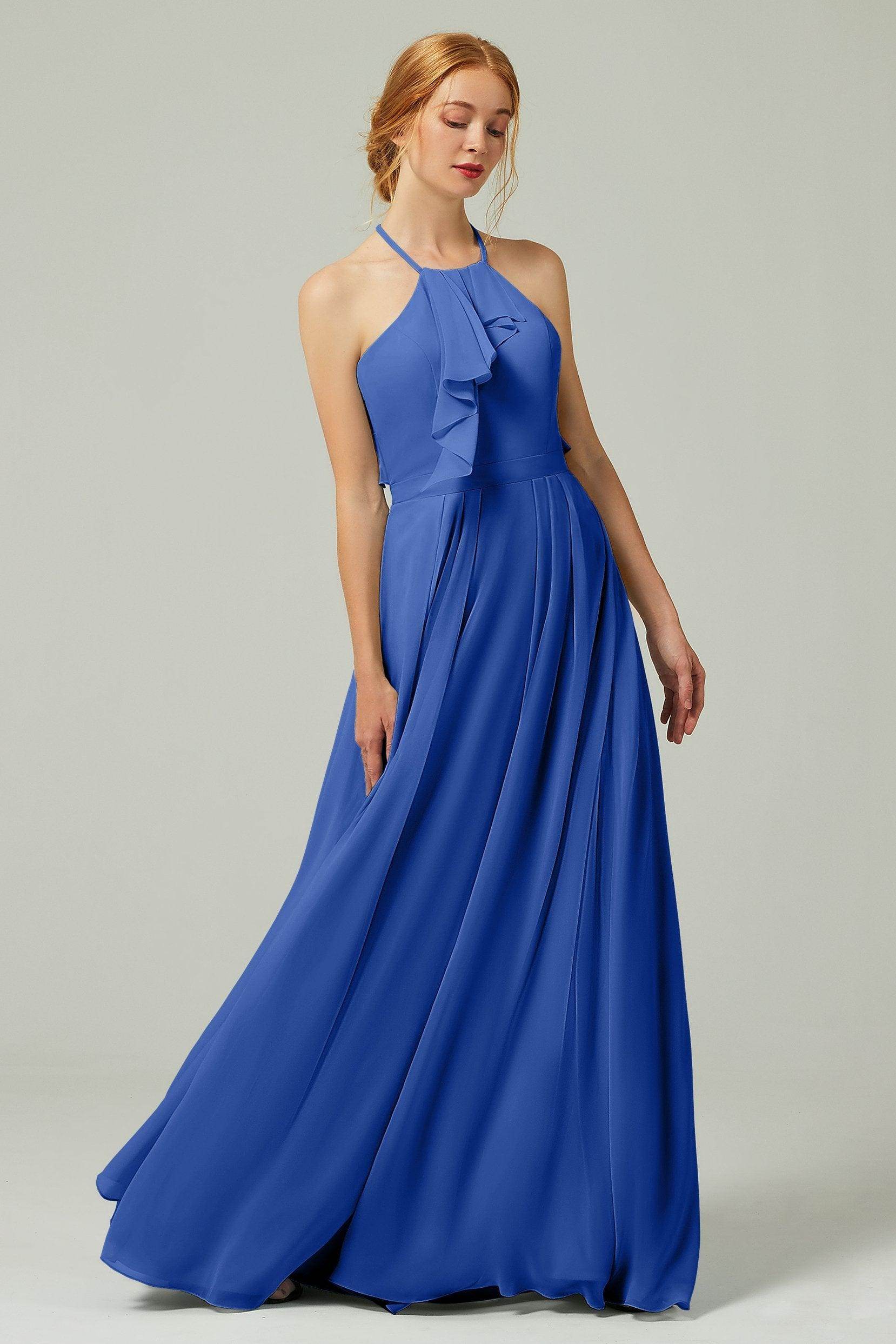 A-Line Floor Length Chiffon Bridesmaid Dress CB0328 - COCOMELODY