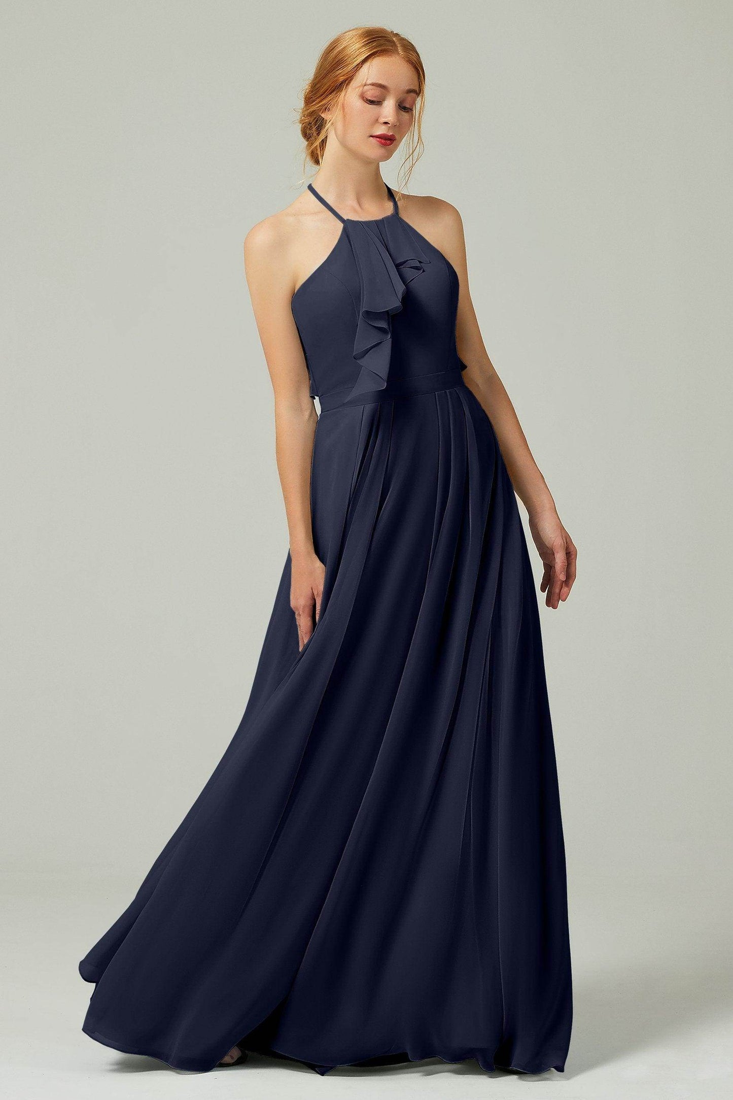 A-Line Floor Length Chiffon Bridesmaid Dress CB0328 - COCOMELODY