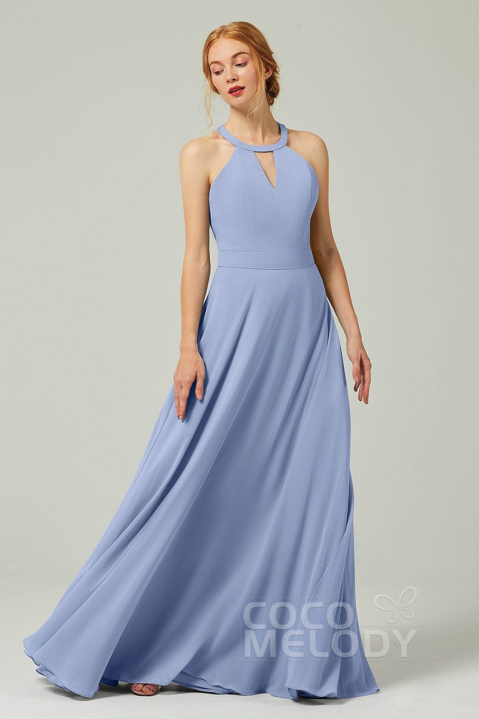A-Line Floor Length Chiffon Bridesmaid Dress CB0329 - COCOMELODY