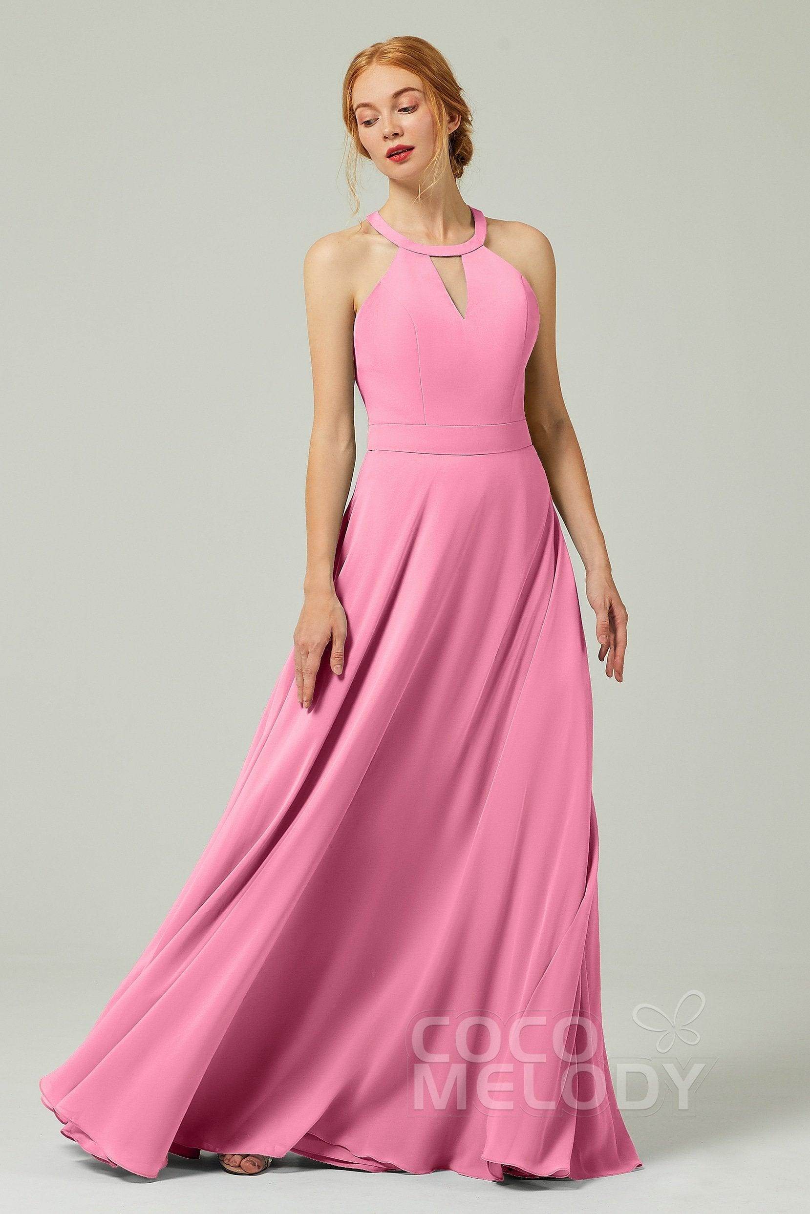A-Line Floor Length Chiffon Bridesmaid Dress CB0329 - COCOMELODY