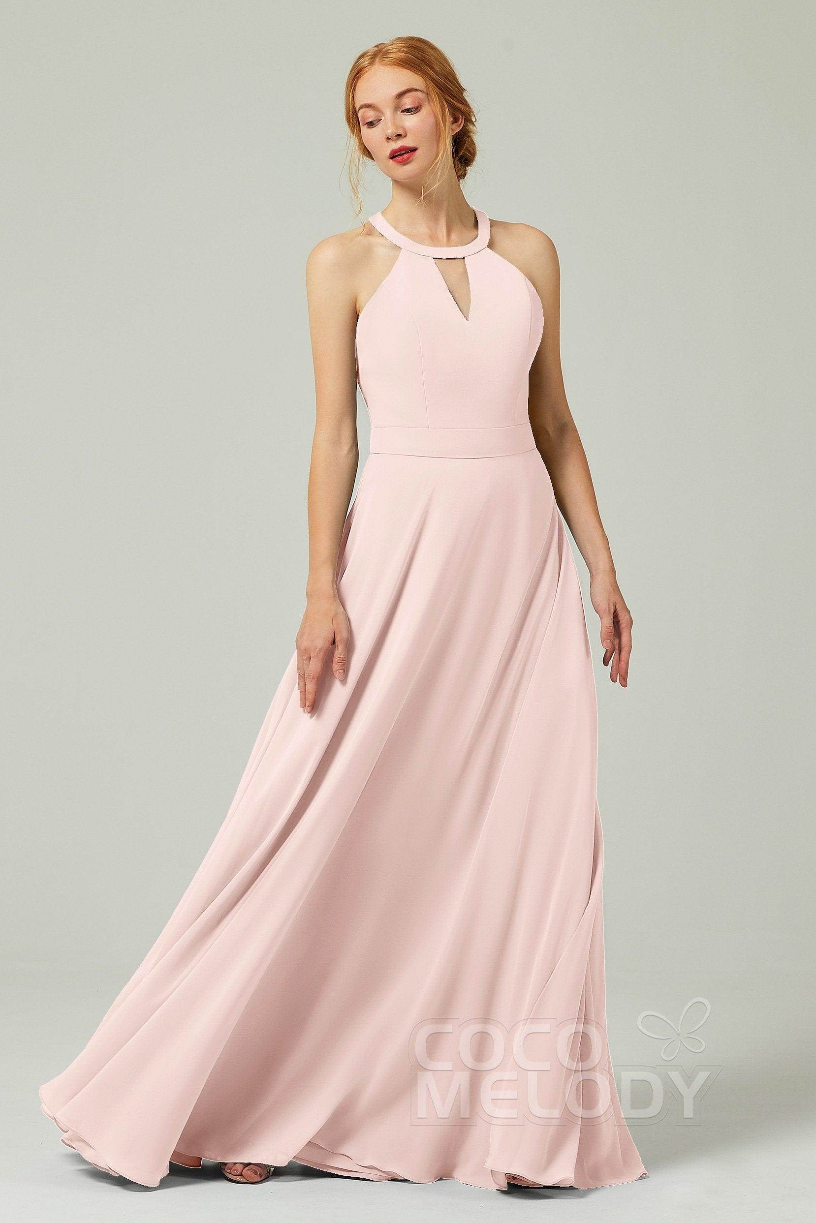 A-Line Floor Length Chiffon Bridesmaid Dress CB0329 - COCOMELODY