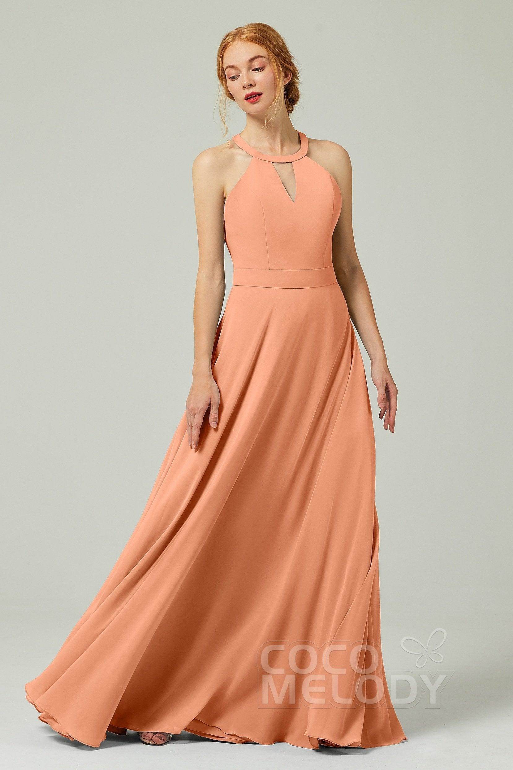 A-Line Floor Length Chiffon Bridesmaid Dress CB0329 - COCOMELODY