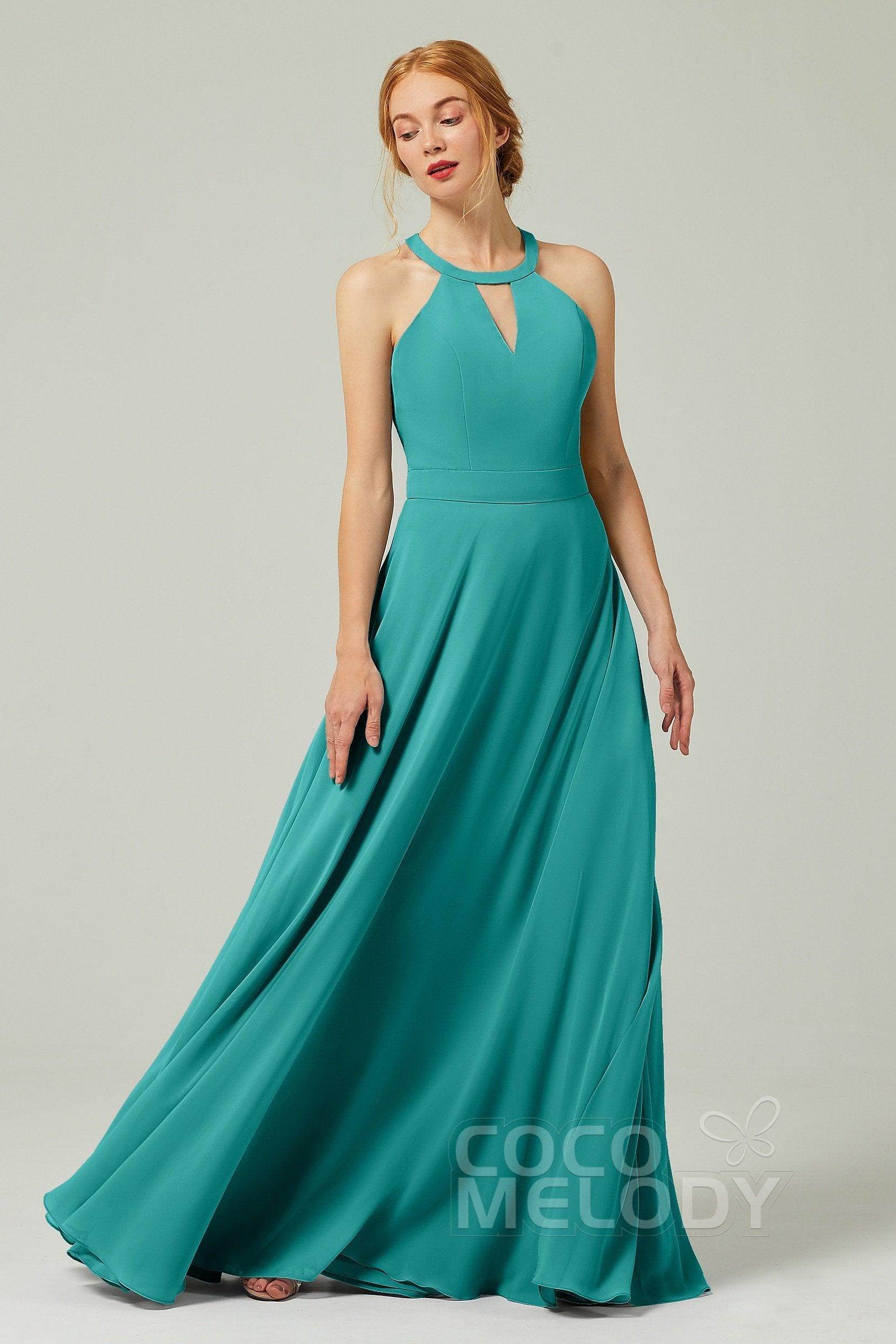 A-Line Floor Length Chiffon Bridesmaid Dress CB0329 - COCOMELODY