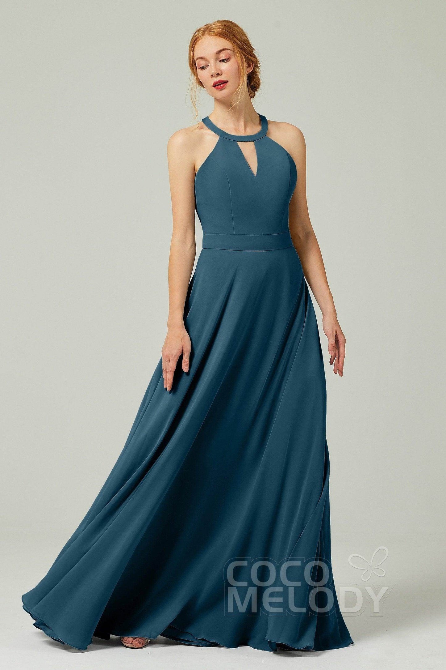 A-Line Floor Length Chiffon Bridesmaid Dress CB0329 - COCOMELODY