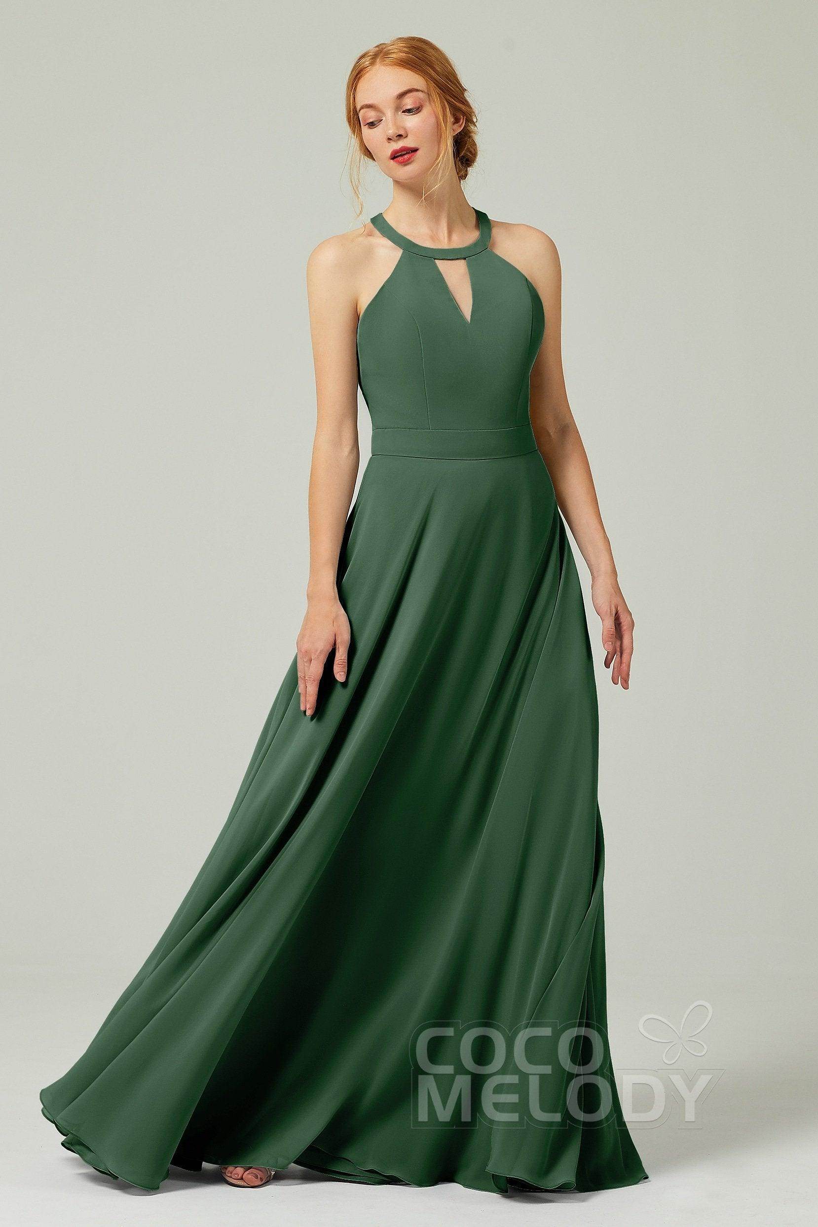 A-Line Floor Length Chiffon Bridesmaid Dress CB0329 - COCOMELODY