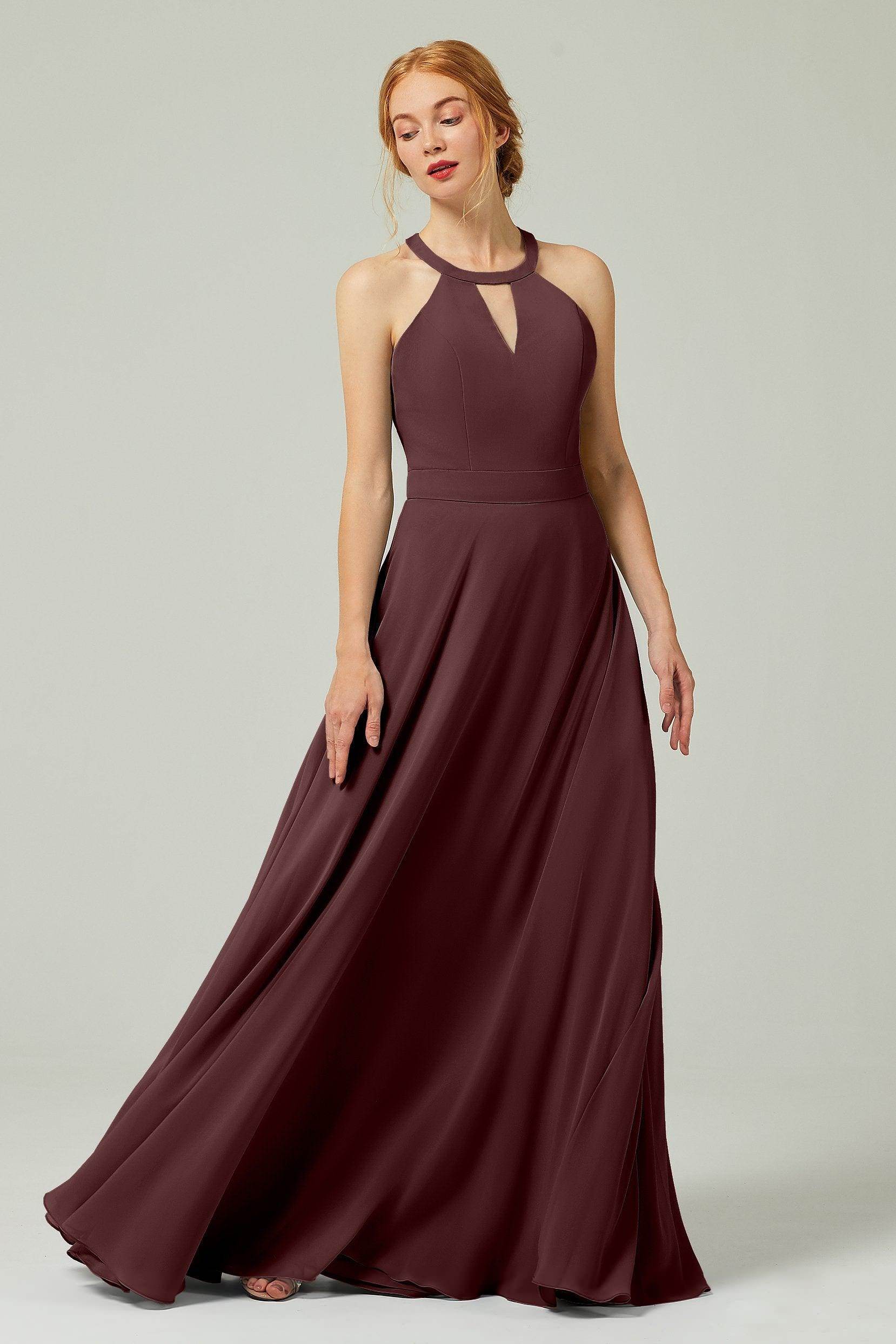 A-Line Floor Length Chiffon Bridesmaid Dress CB0329 - COCOMELODY