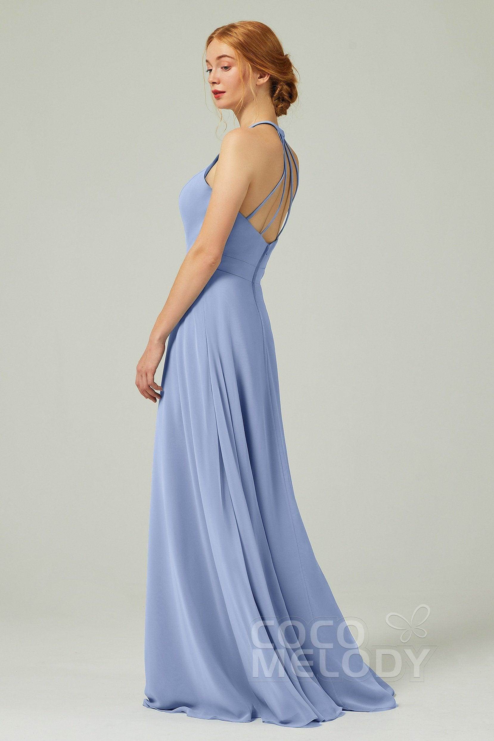 A-Line Floor Length Chiffon Bridesmaid Dress CB0329 - COCOMELODY