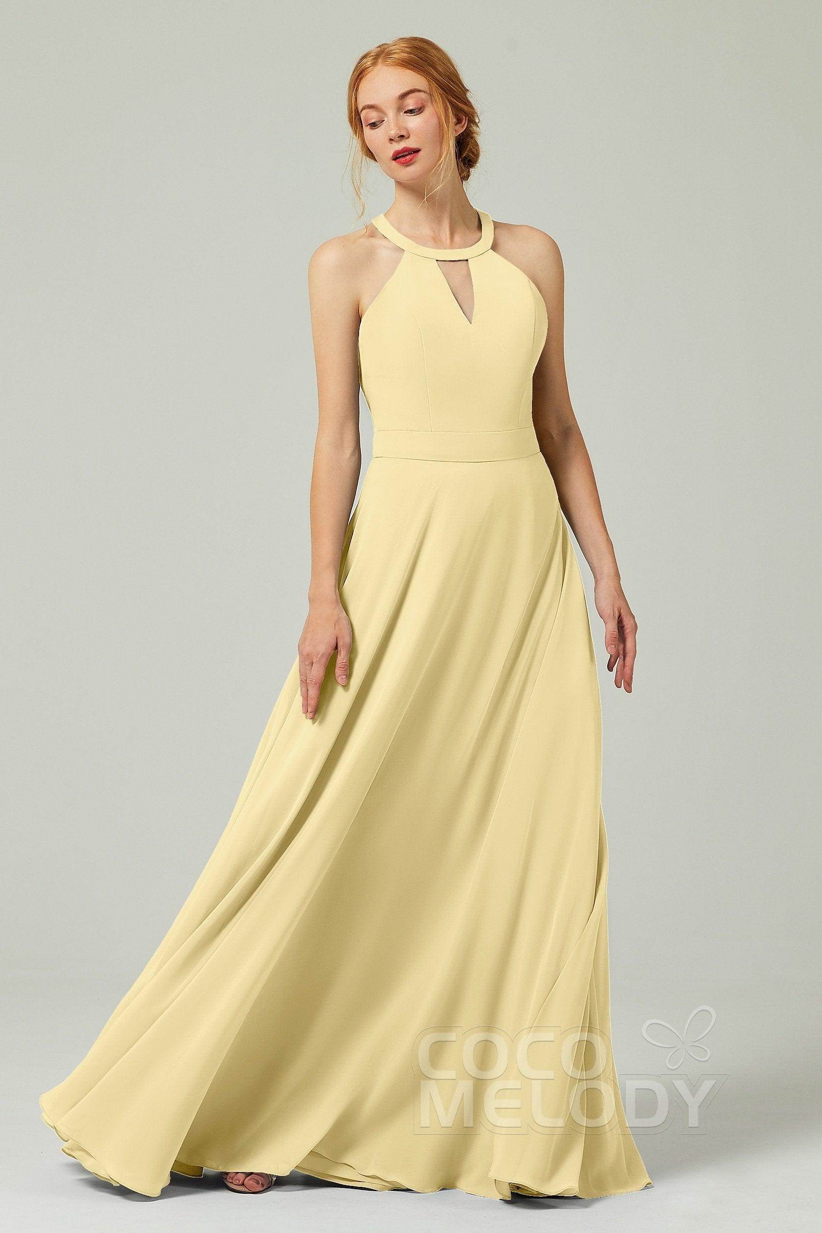A-Line Floor Length Chiffon Bridesmaid Dress CB0329 - COCOMELODY
