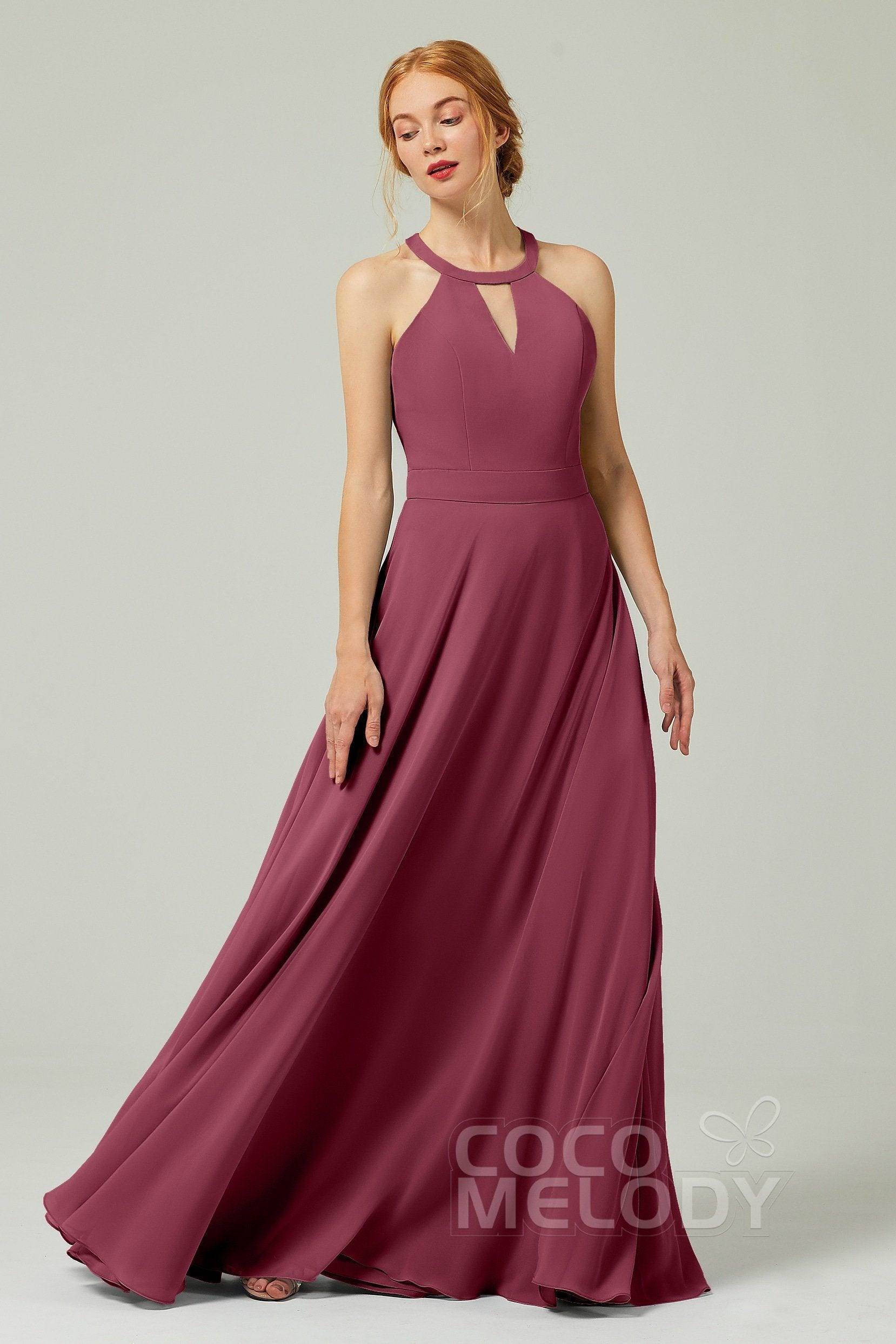 A-Line Floor Length Chiffon Bridesmaid Dress CB0329 - COCOMELODY