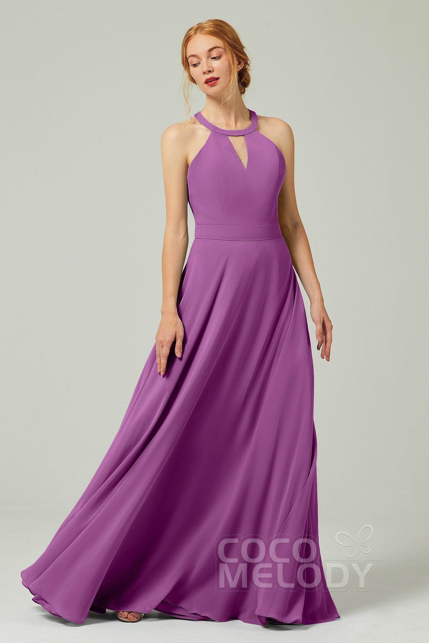 A-Line Floor Length Chiffon Bridesmaid Dress CB0329 - COCOMELODY