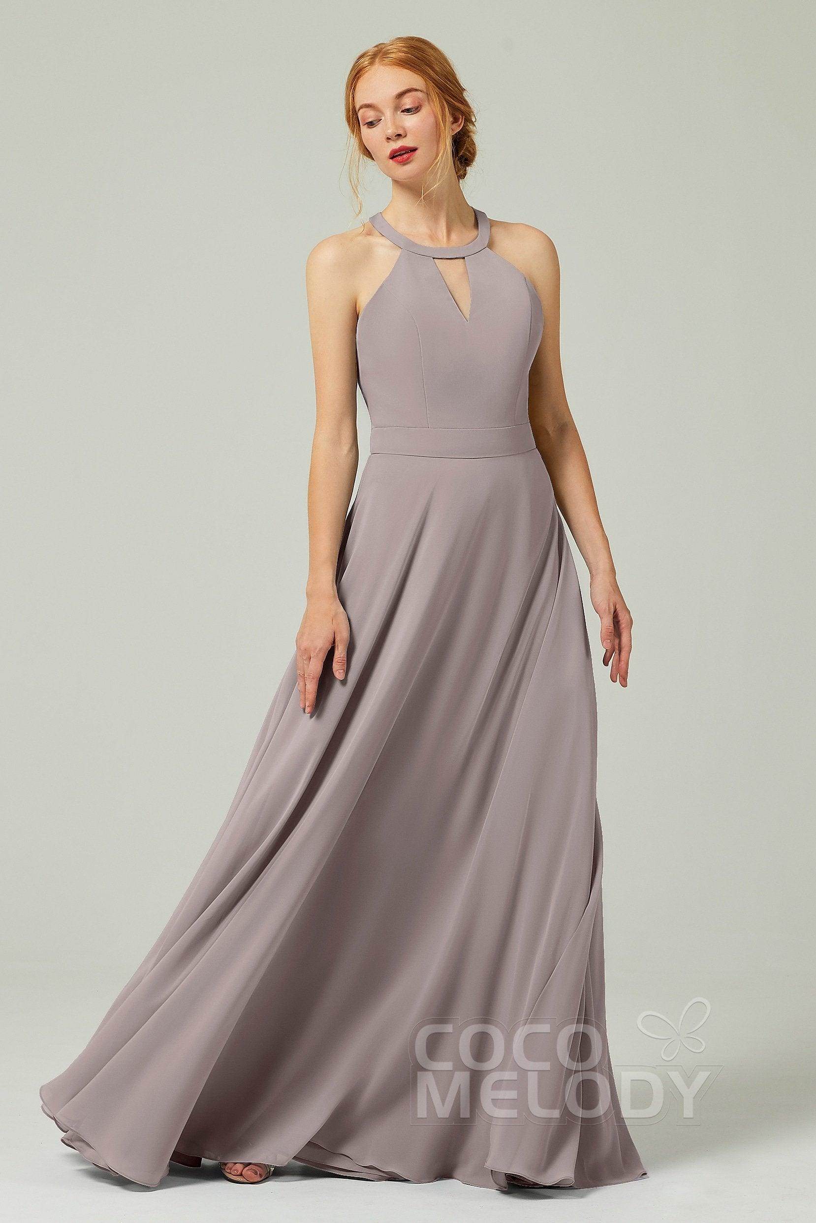 A-Line Floor Length Chiffon Bridesmaid Dress CB0329 - COCOMELODY