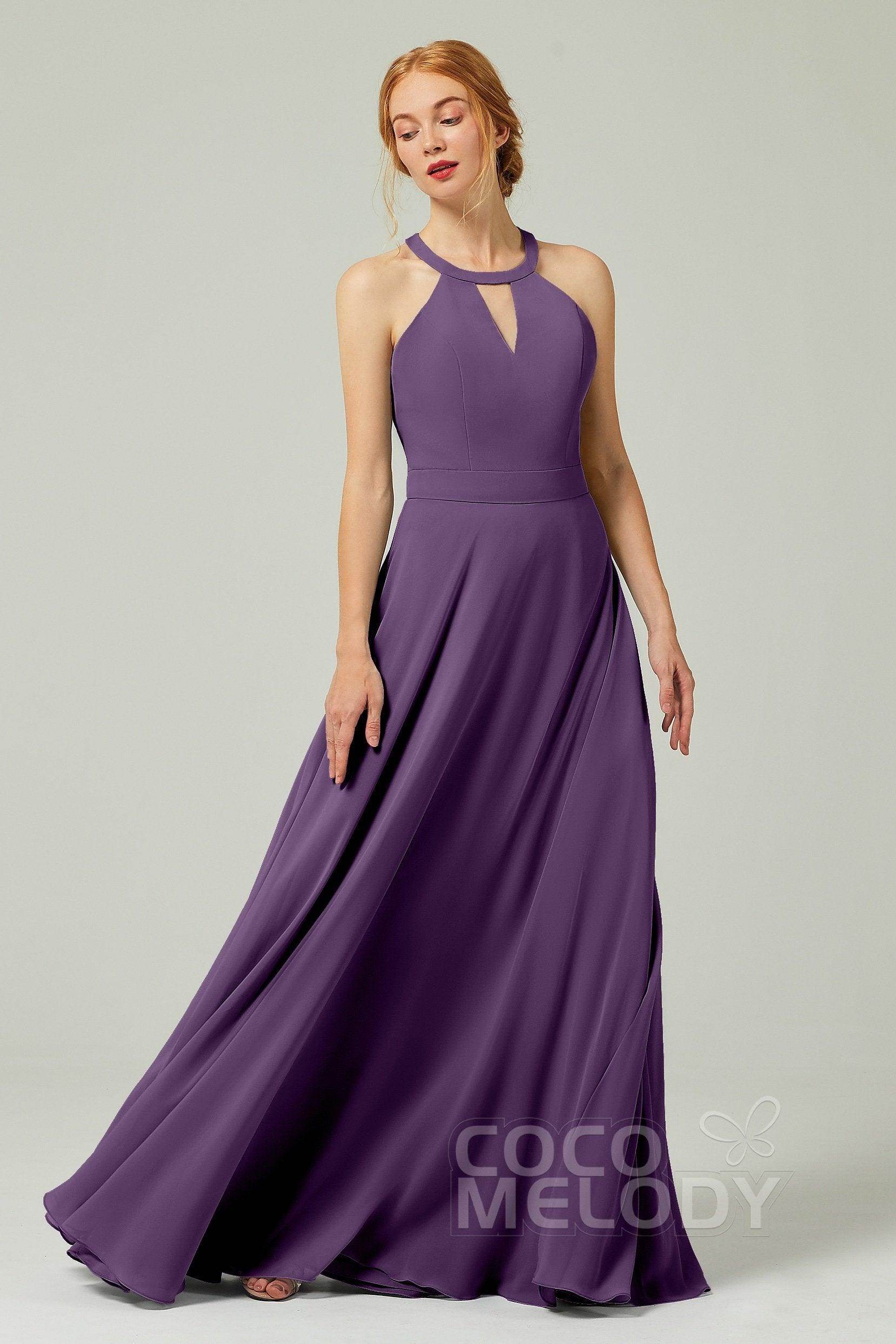 A-Line Floor Length Chiffon Bridesmaid Dress CB0329 - COCOMELODY