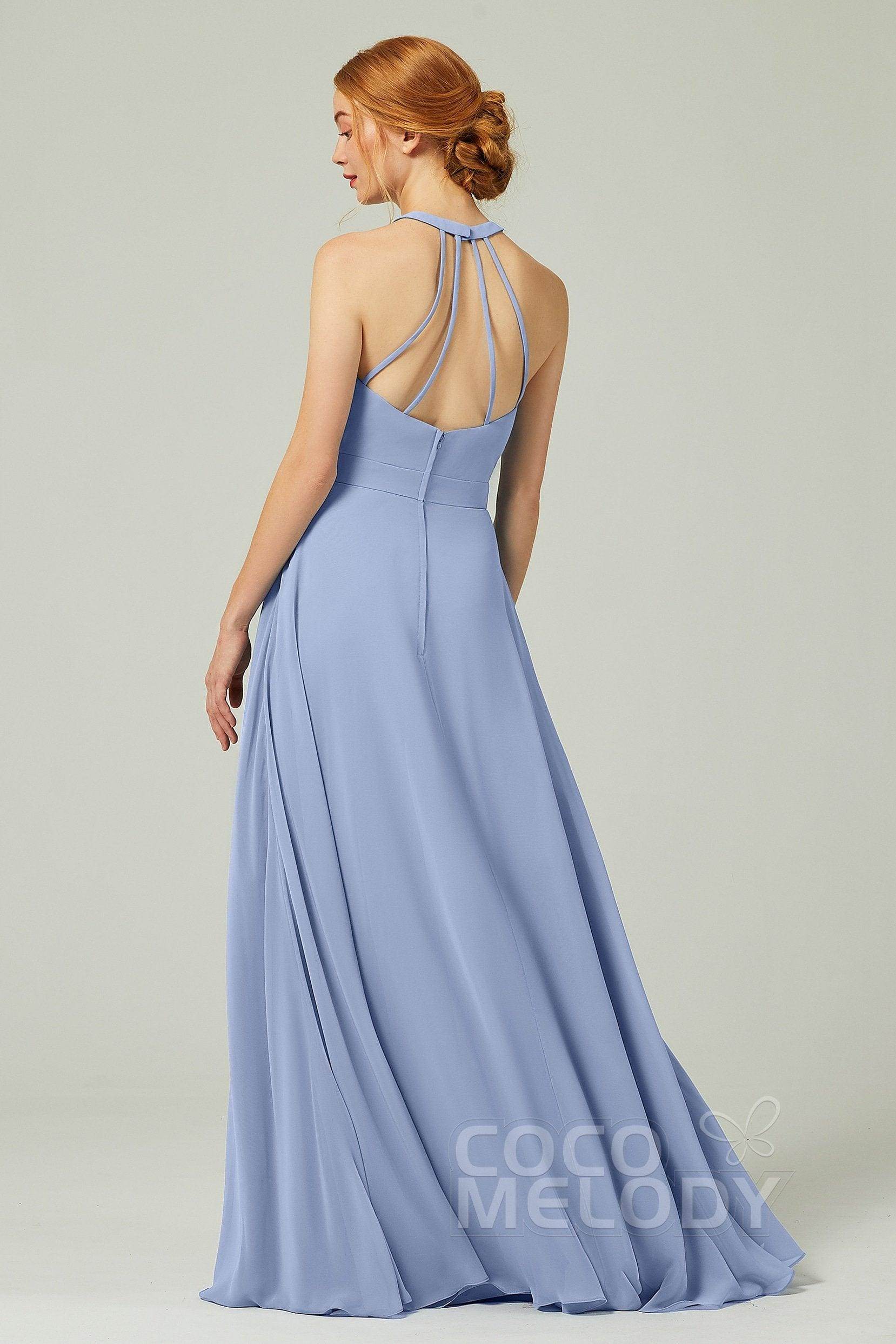 A-Line Floor Length Chiffon Bridesmaid Dress CB0329 - COCOMELODY