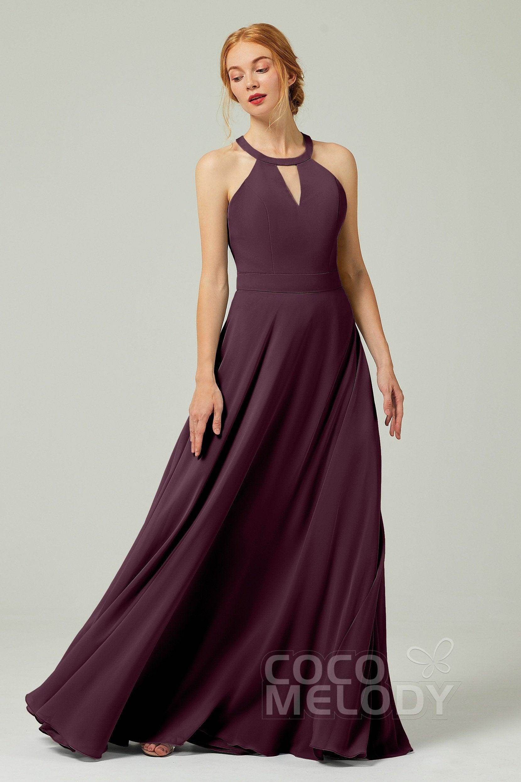 A-Line Floor Length Chiffon Bridesmaid Dress CB0329 - COCOMELODY