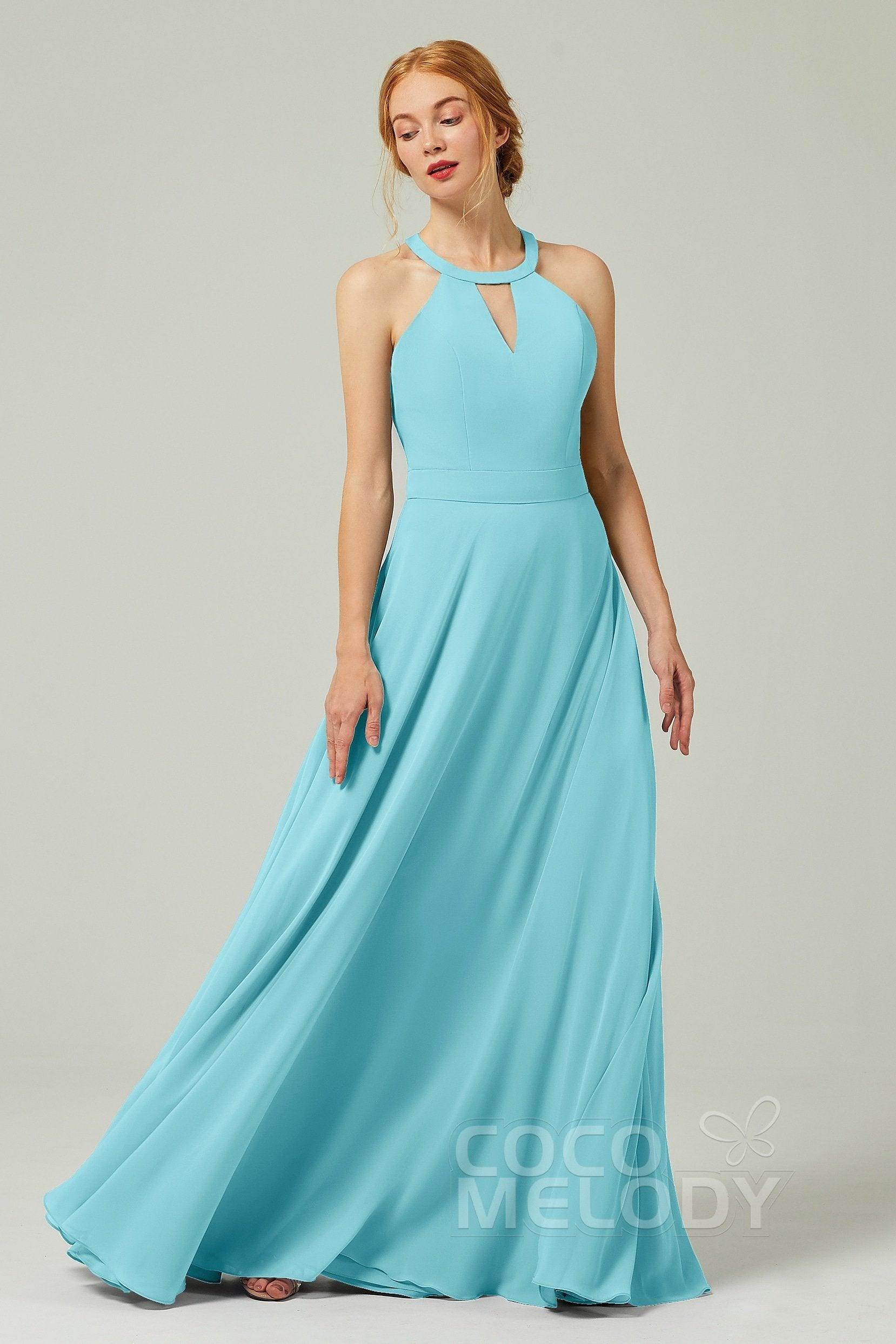A-Line Floor Length Chiffon Bridesmaid Dress CB0329 - COCOMELODY