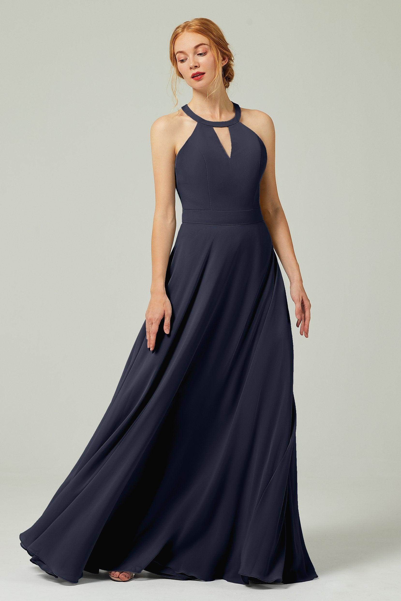 A-Line Floor Length Chiffon Bridesmaid Dress CB0329 - COCOMELODY
