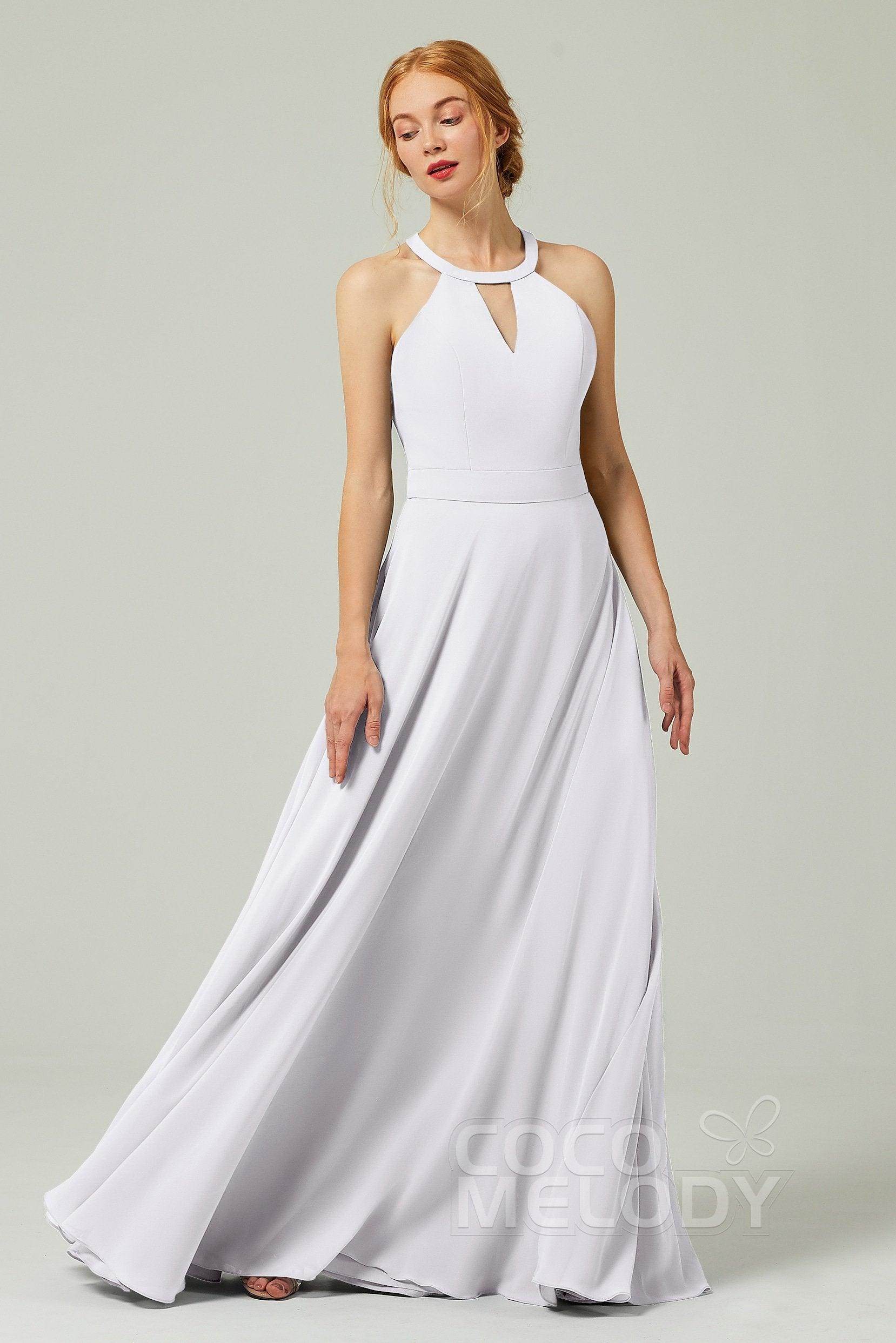 A-Line Floor Length Chiffon Bridesmaid Dress CB0329 - COCOMELODY