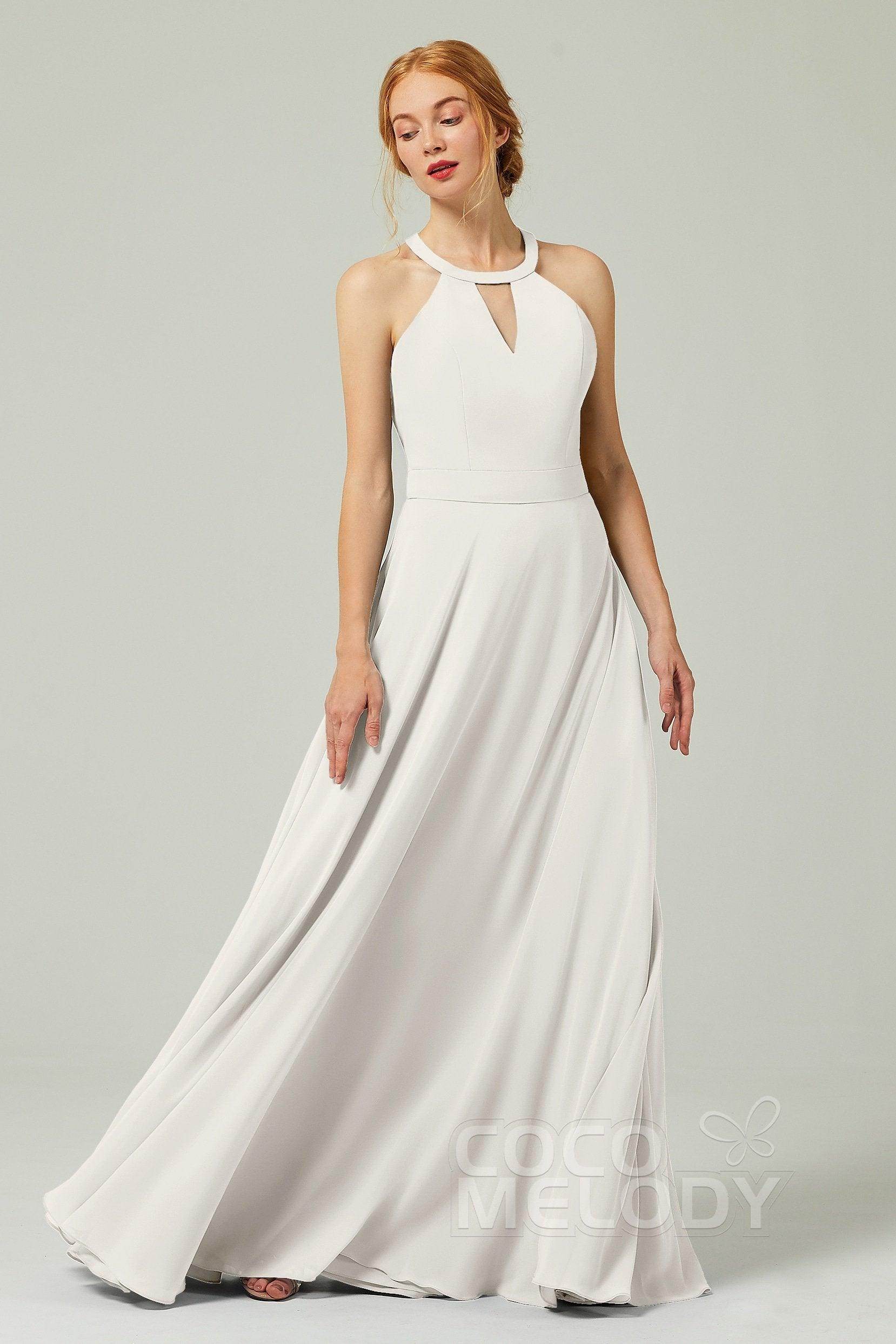 A-Line Floor Length Chiffon Bridesmaid Dress CB0329 - COCOMELODY