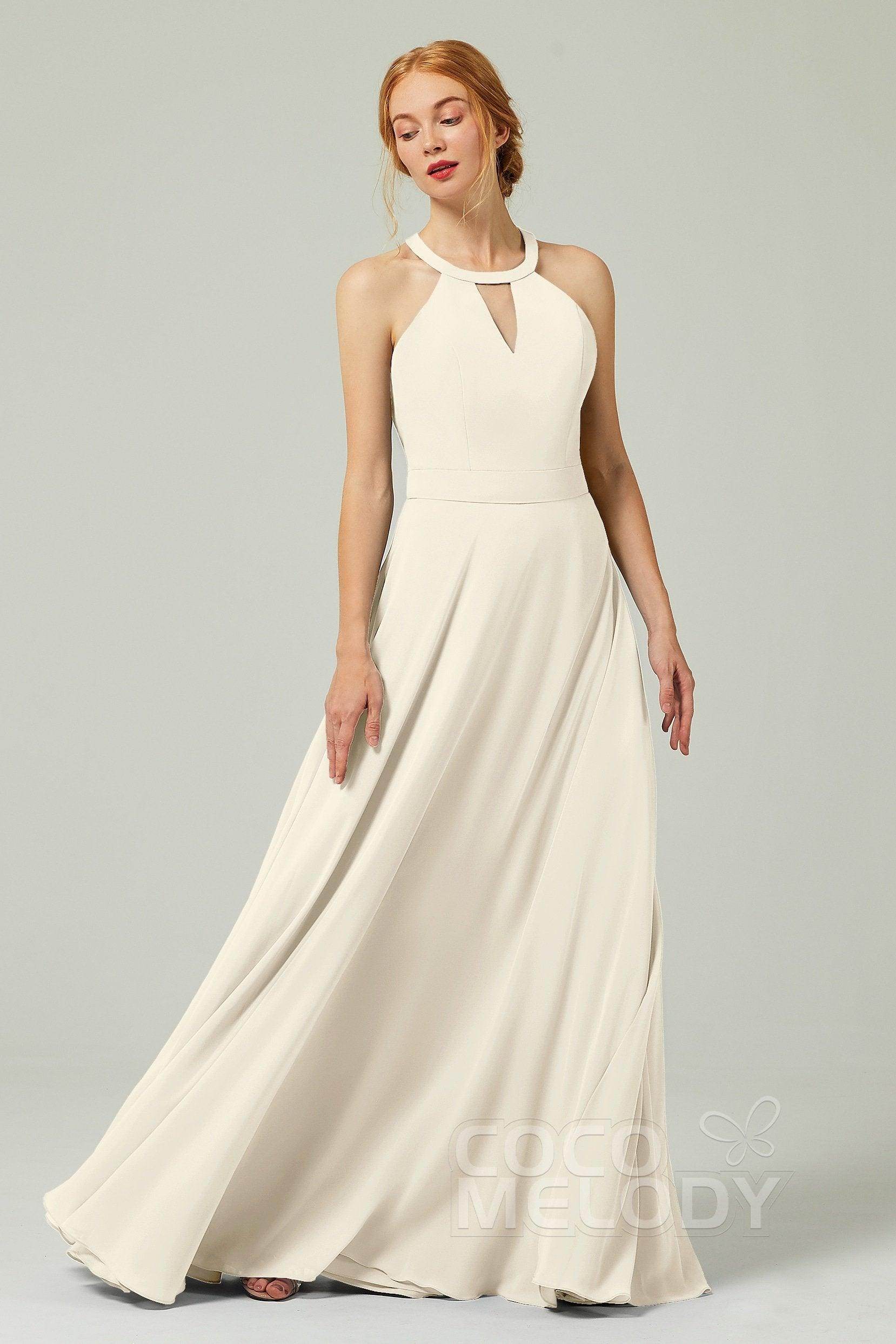 A-Line Floor Length Chiffon Bridesmaid Dress CB0329 - COCOMELODY