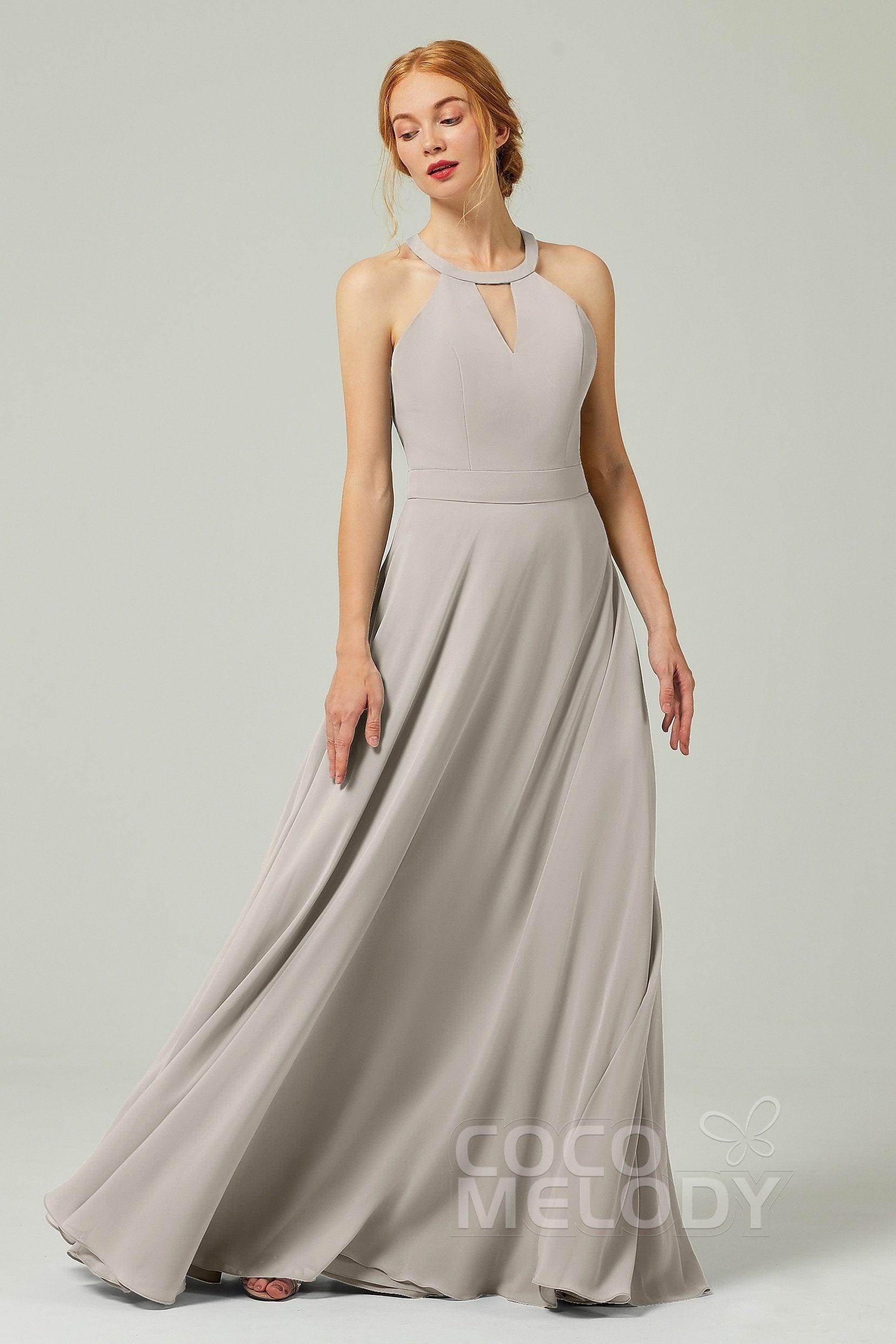 A-Line Floor Length Chiffon Bridesmaid Dress CB0329 - COCOMELODY