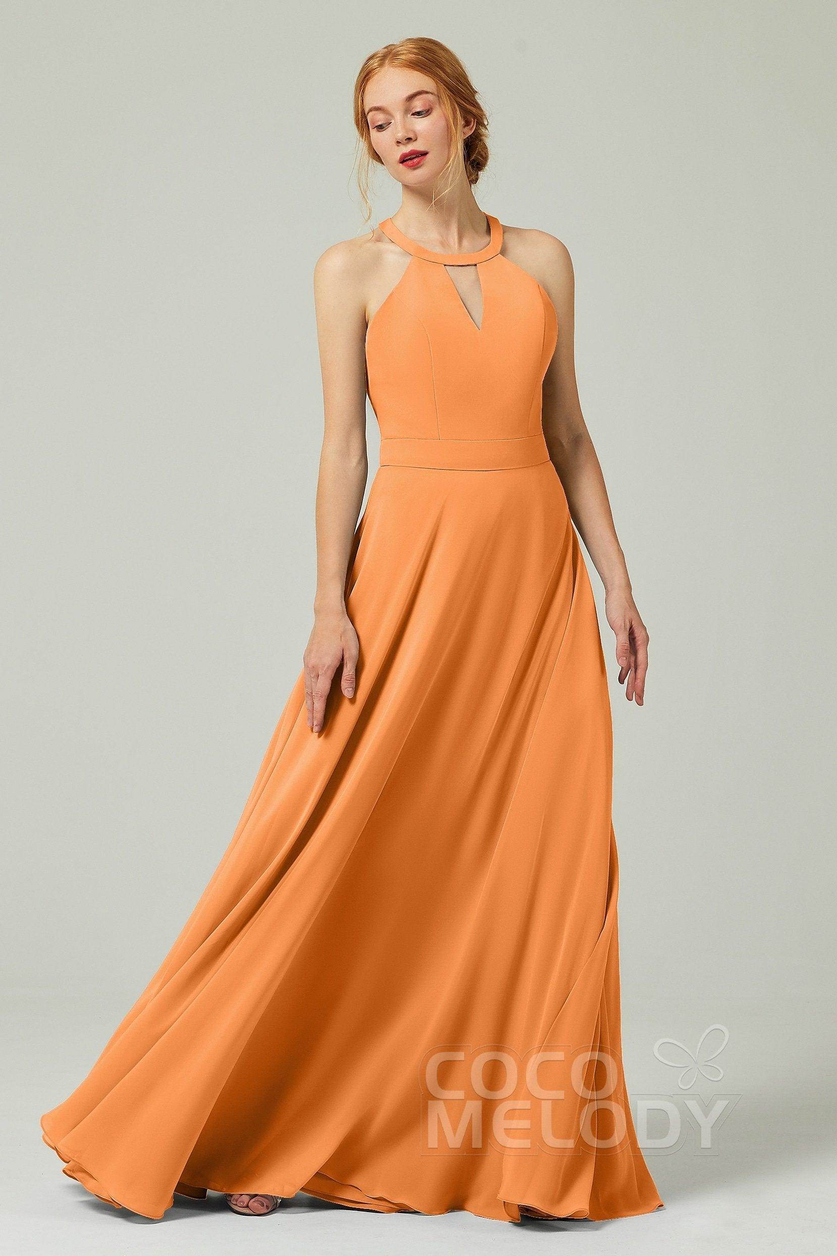 A-Line Floor Length Chiffon Bridesmaid Dress CB0329 - COCOMELODY