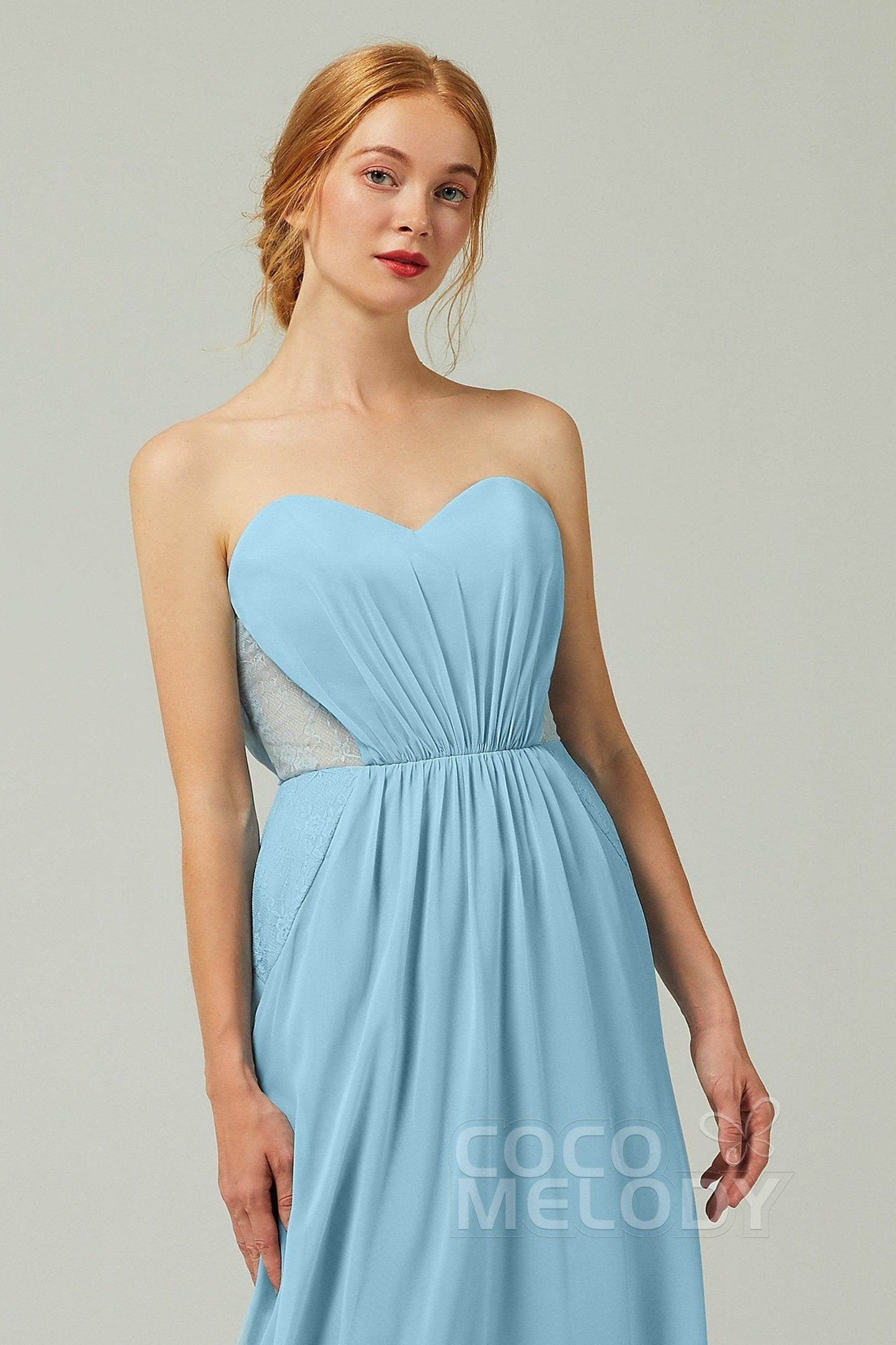 Sheath-Column Floor Length Chiffon Bridesmaid Dress CB0330 - COCOMELODY
