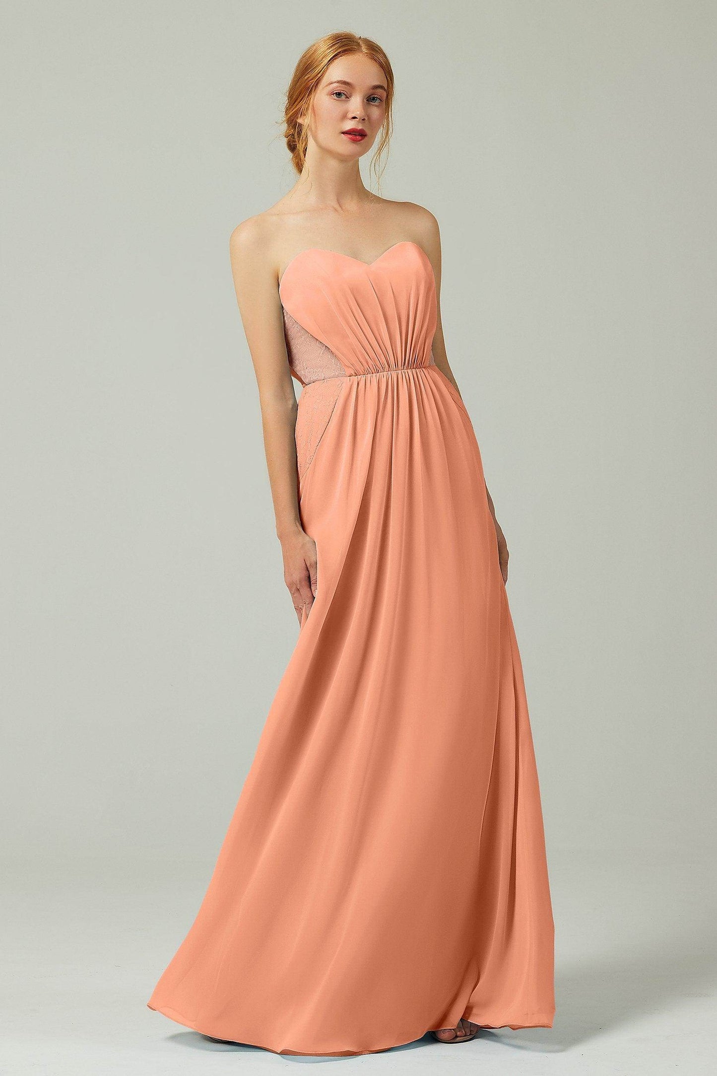 Sheath-Column Floor Length Chiffon Bridesmaid Dress CB0330 - COCOMELODY