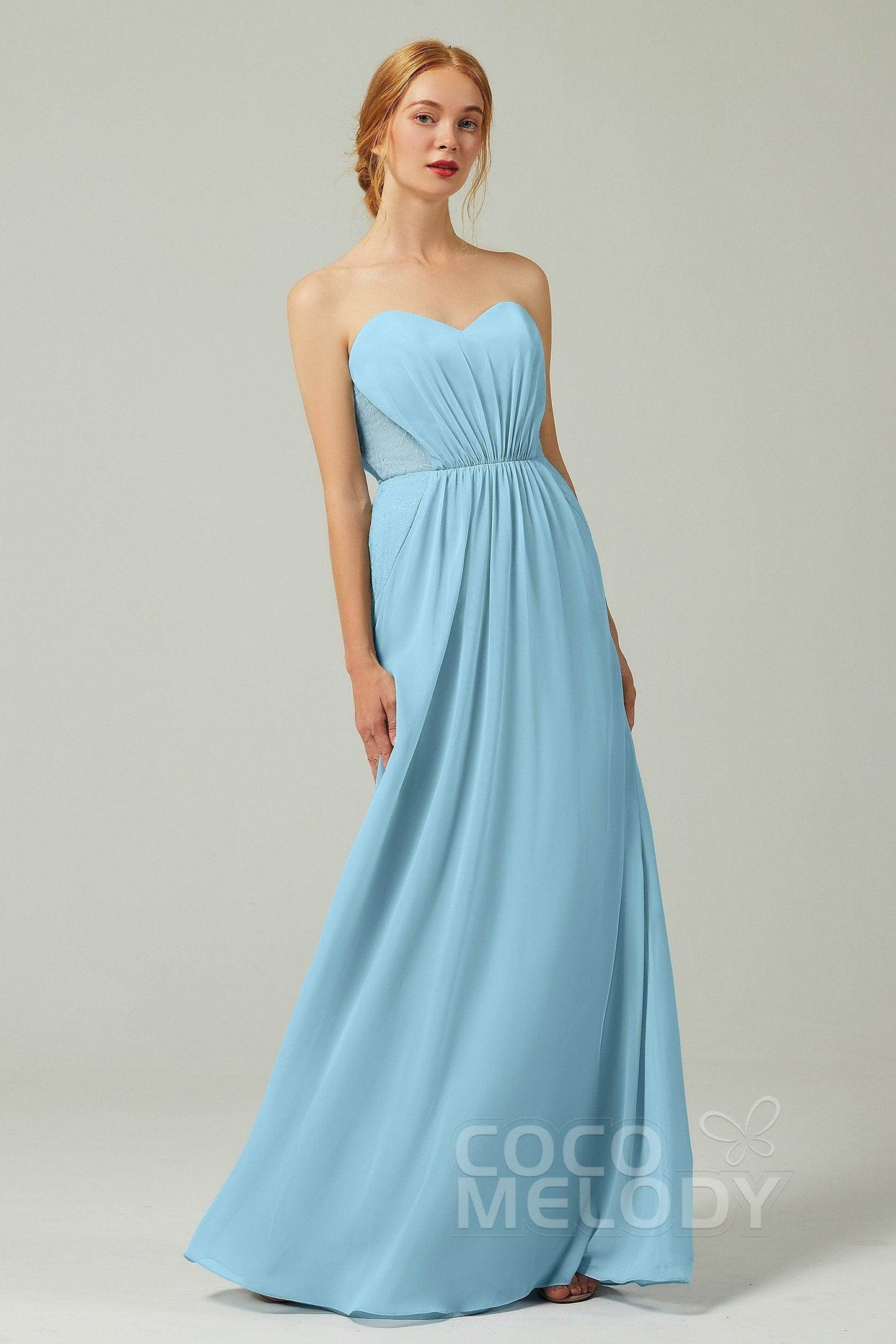 Sheath-Column Floor Length Chiffon Bridesmaid Dress CB0330 - COCOMELODY