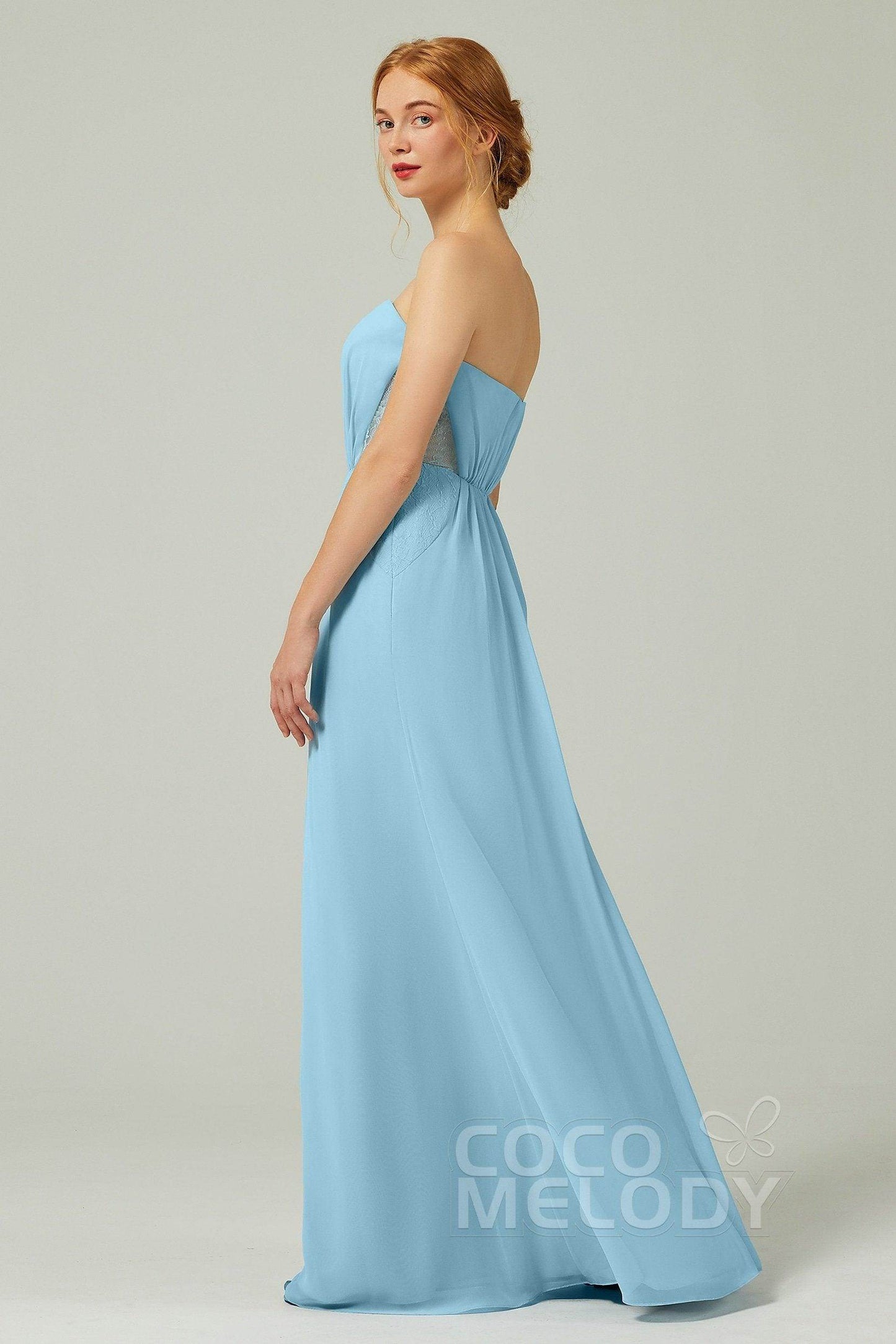 Sheath-Column Floor Length Chiffon Bridesmaid Dress CB0330 - COCOMELODY